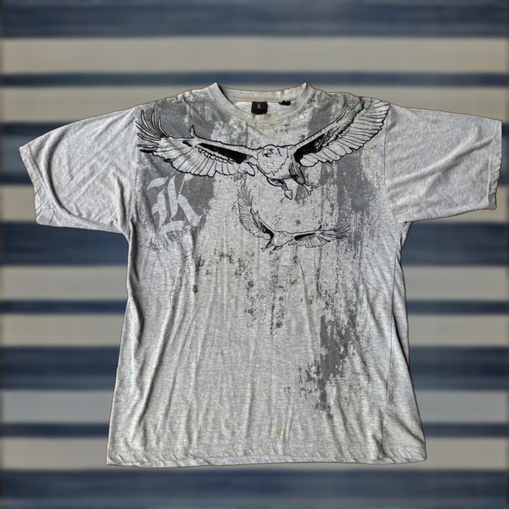 Karl Kani VINTAGE Karl Kani T-Shirt XL Gray Short Sleeve Crew Neck Graphic Print AOP Bird Grunge Hip-Hop Halloween Punk Rock Size US XL / EU 56 / 4 - 1 Thumbnail
