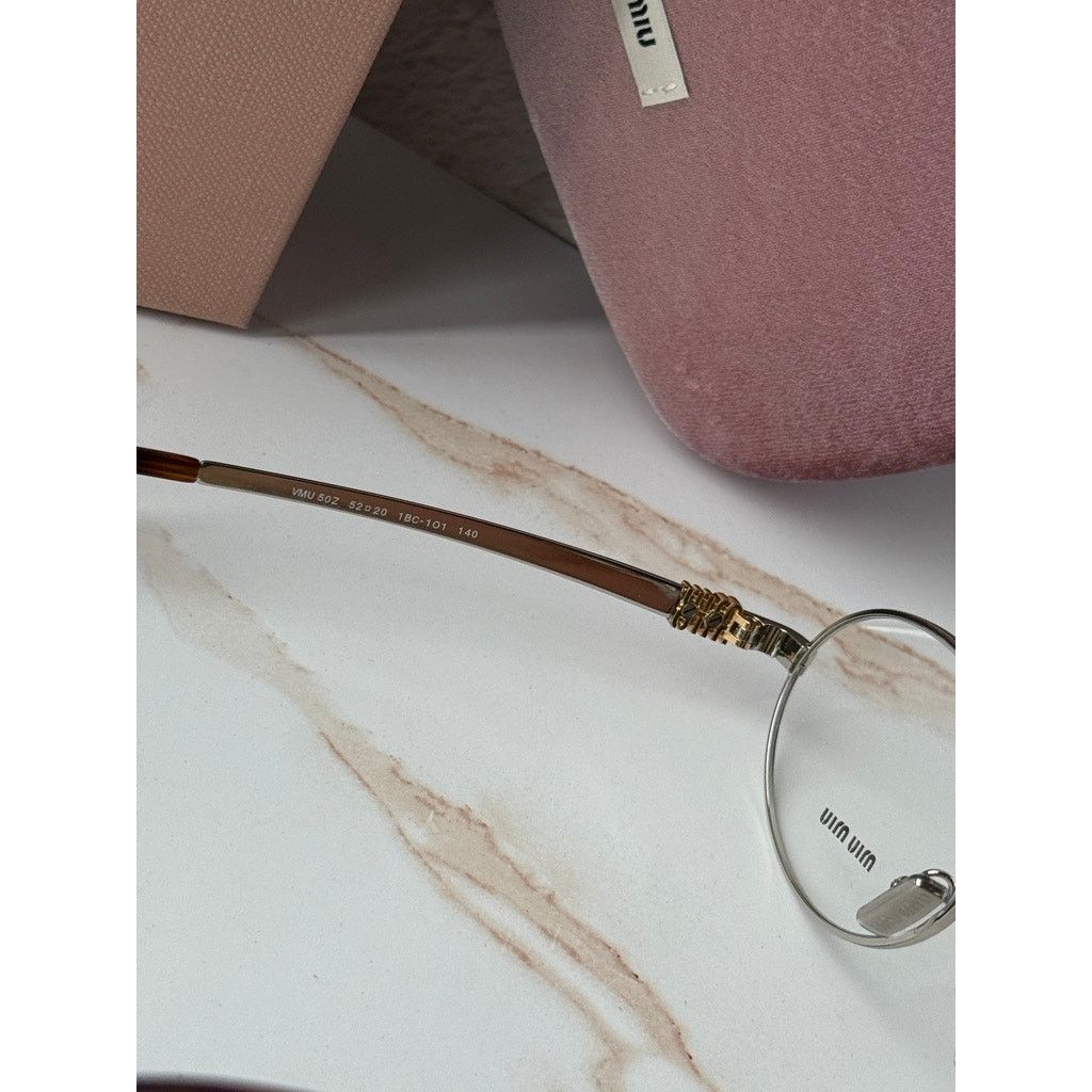 Miu Miu NEW Miu Miu MU50ZS Silver Oval Eyeglasses Frames $518 Size ONE SIZE - 7 Thumbnail