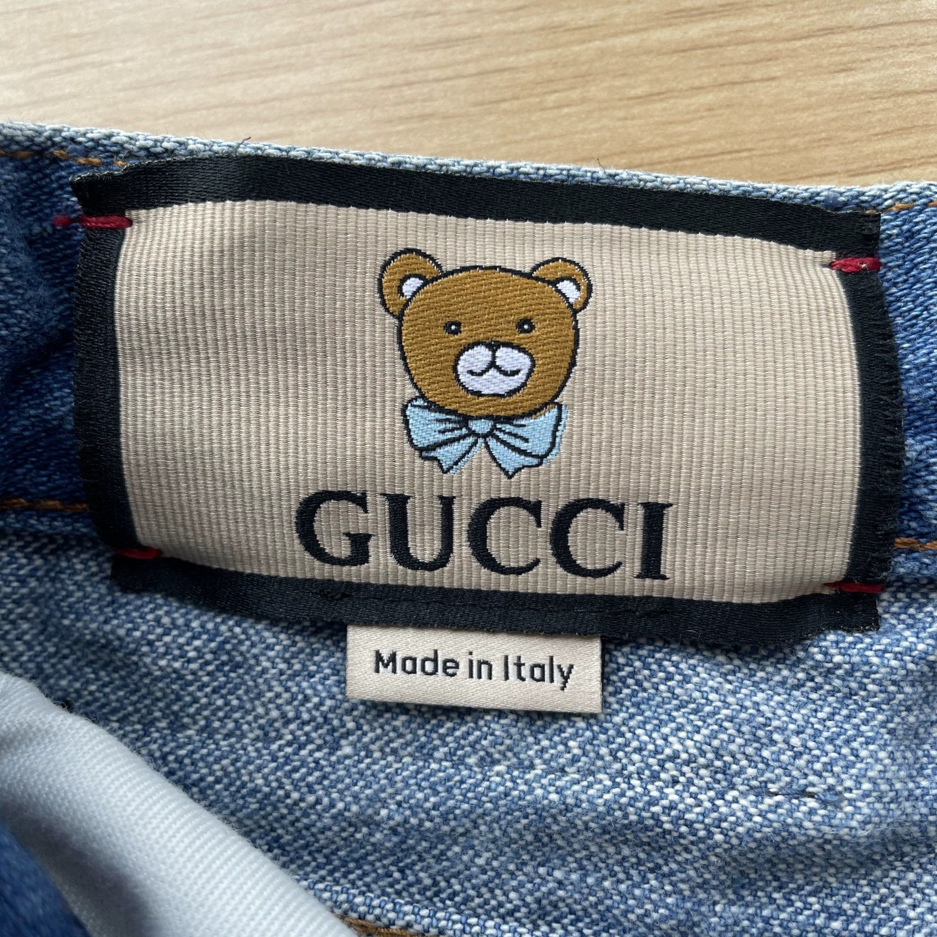 Gucci GUCCI Bear Print Mid-Rise Straight Jean 23W Denim Blue Size 23" - 5 Thumbnail
