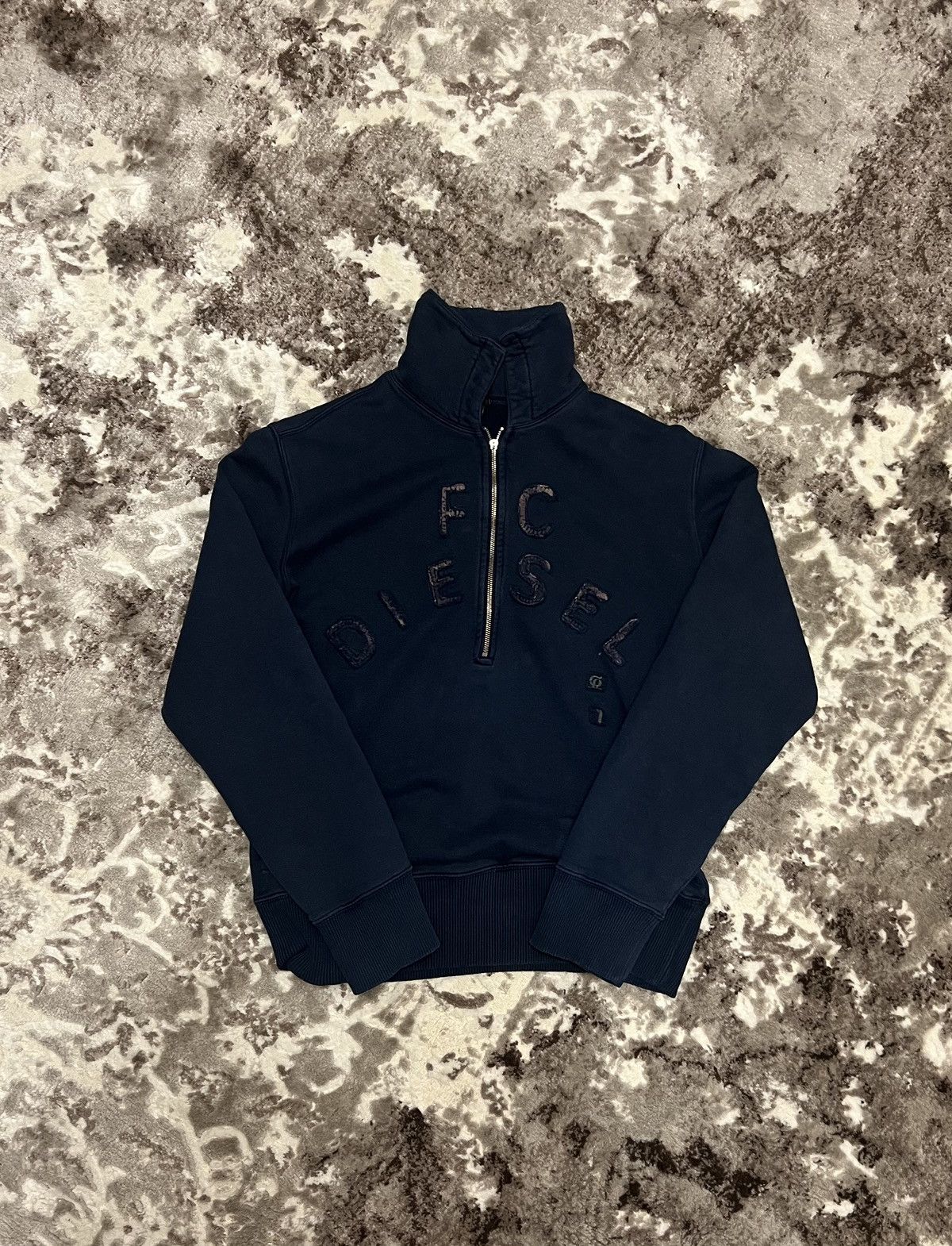 Diesel × Vintage Vintage 90s Diesel Y2k Big logo Rare 1/2 Zip sweatshirt Size US M / EU 48-50 / 2 - 1 Thumbnail