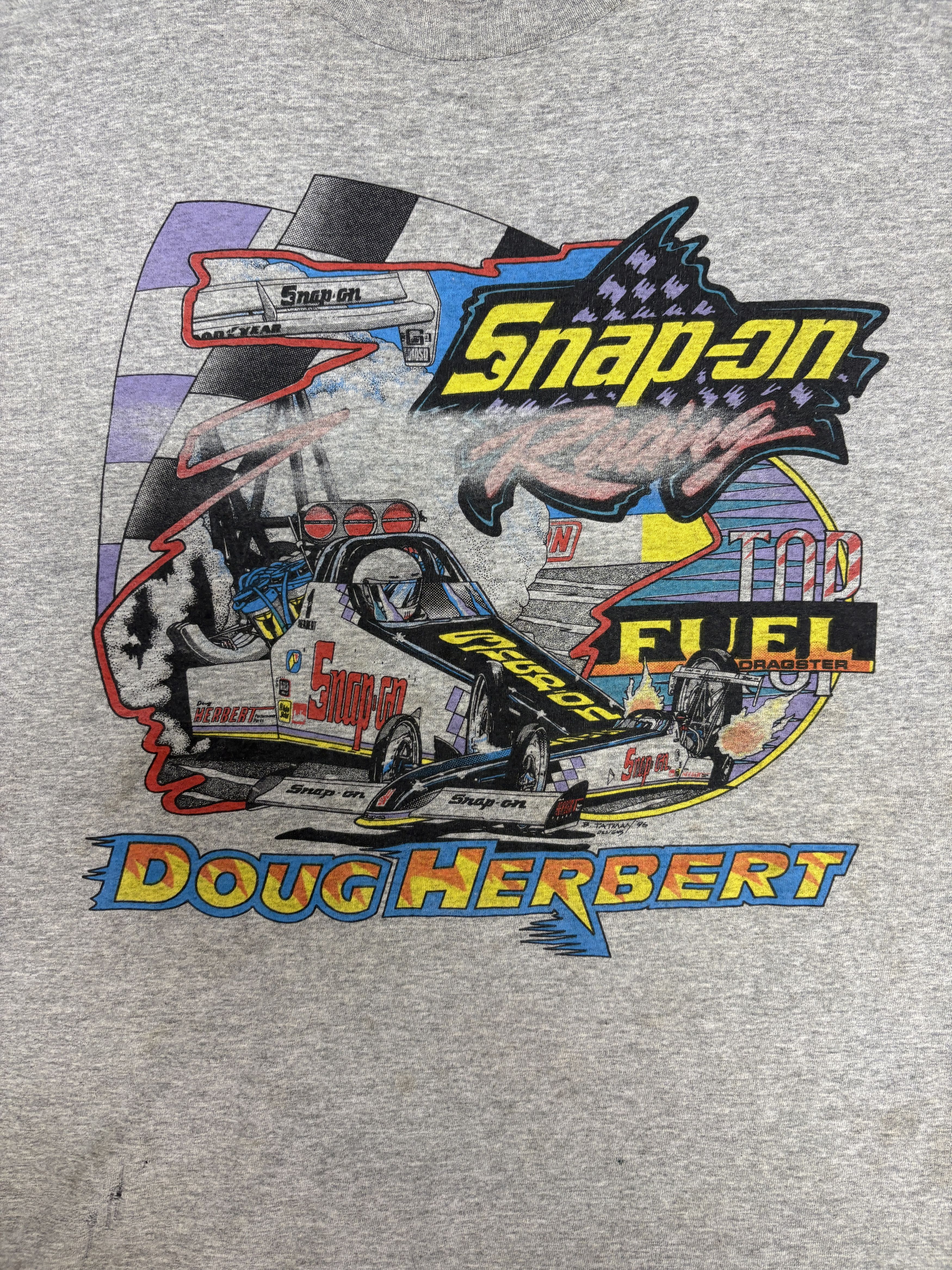 Vintage Doug Herbert Snap-On Racing Vintage Grey T-Shirt Tee Size US XL / EU 56 / 4 - 2 Thumbnail