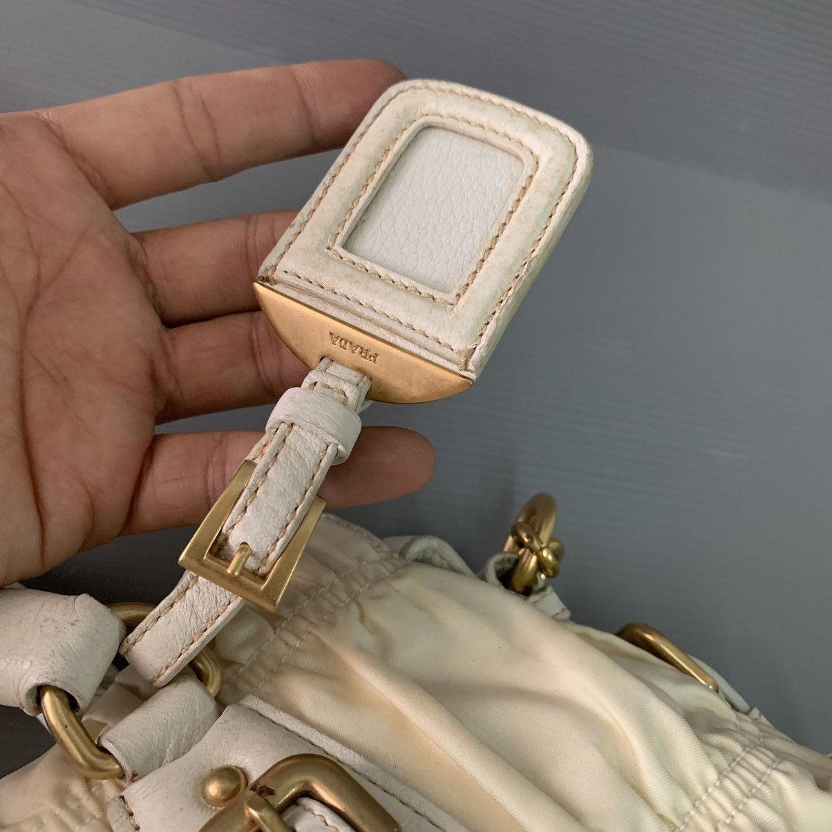 Prada Prada Nylon White Gaufre Small Handbag Size ONE SIZE - 12 Thumbnail