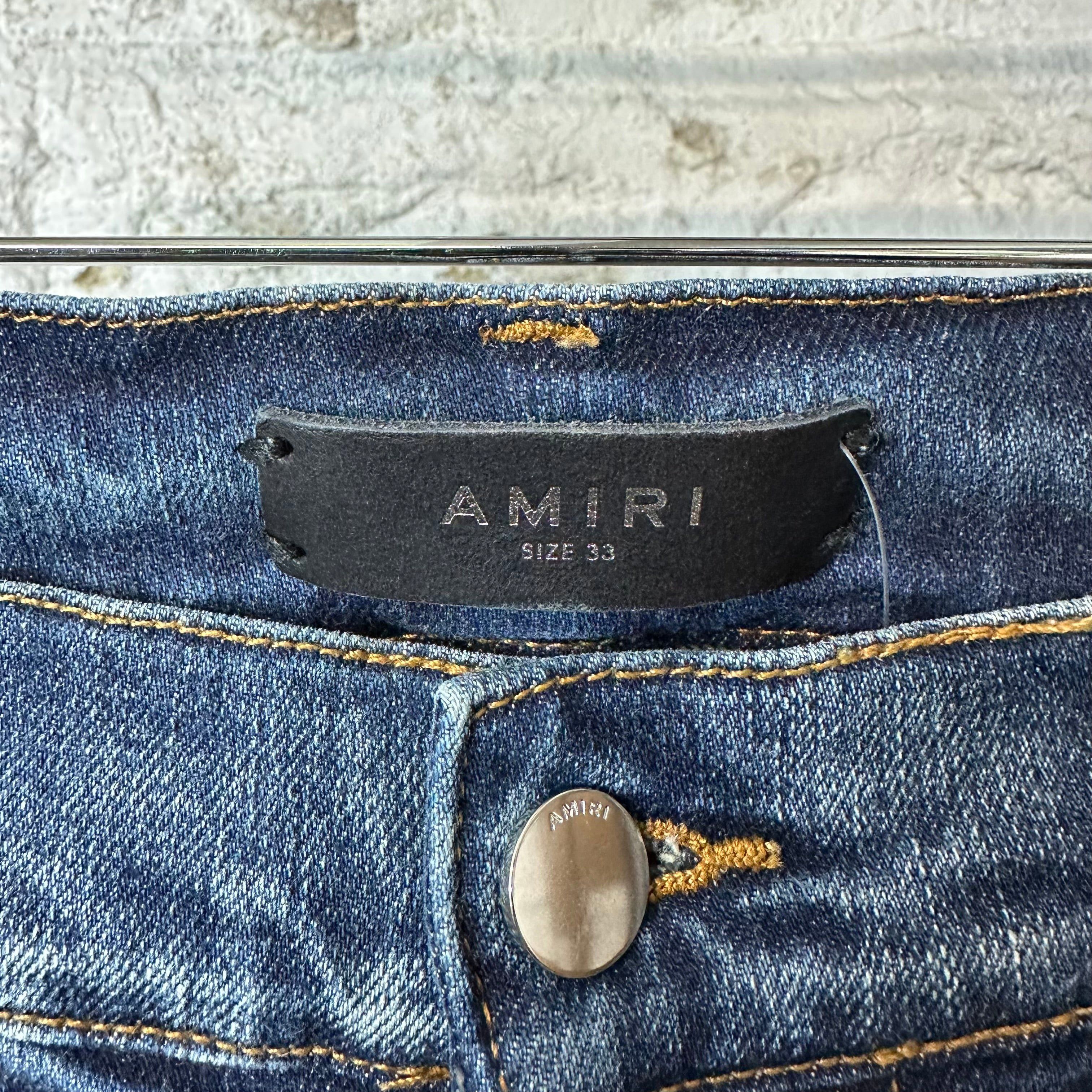 Amiri Amiri MX1 Blue Plaid Flannel Dark Blue Denim Jeans Sz 33 Size US 33 - 3 Thumbnail