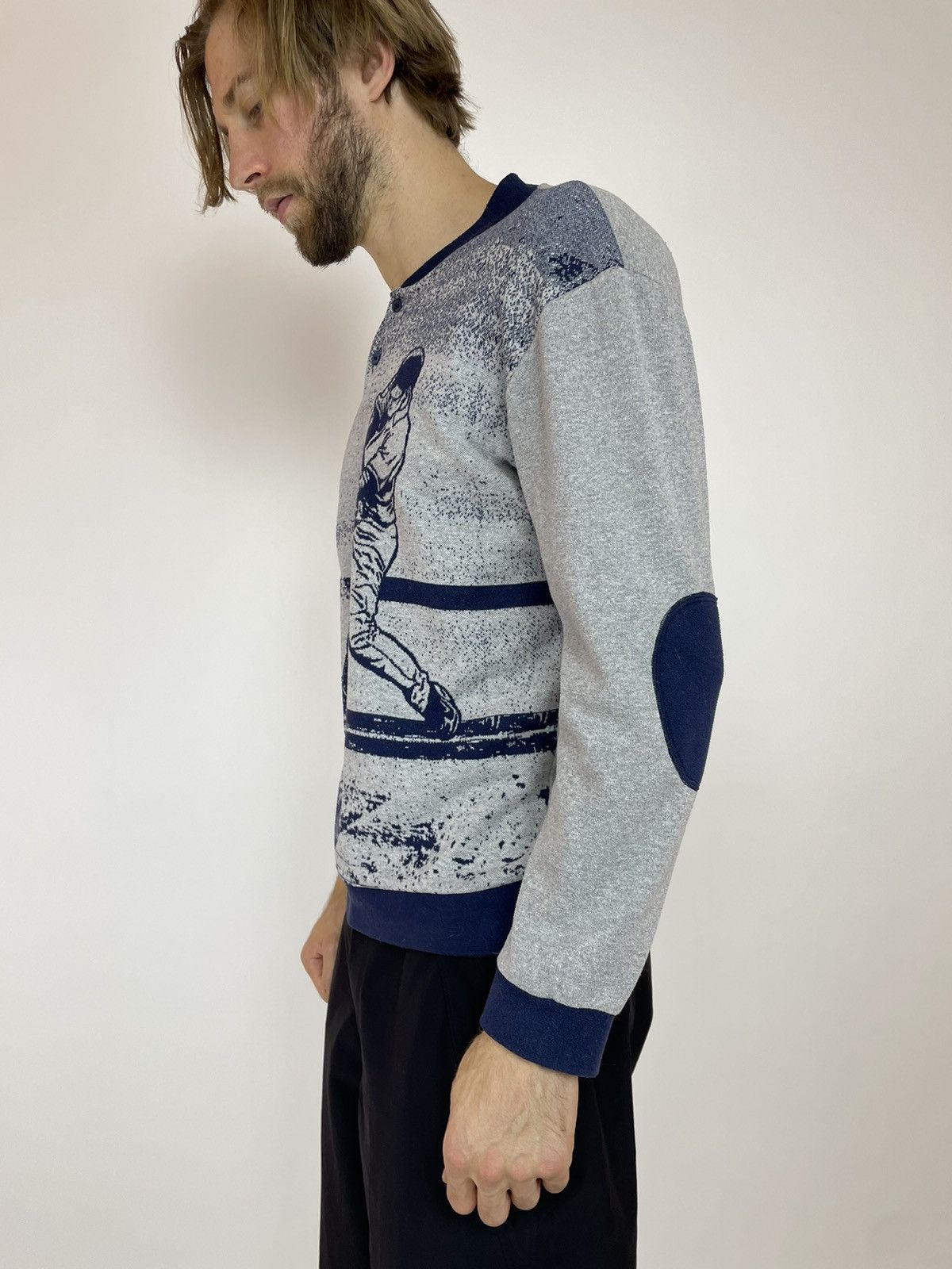 Vintage Vintage Il Granchio Mens Homewear Sweater Baseball Pattern Size US M / EU 48-50 / 2 - 2 Thumbnail
