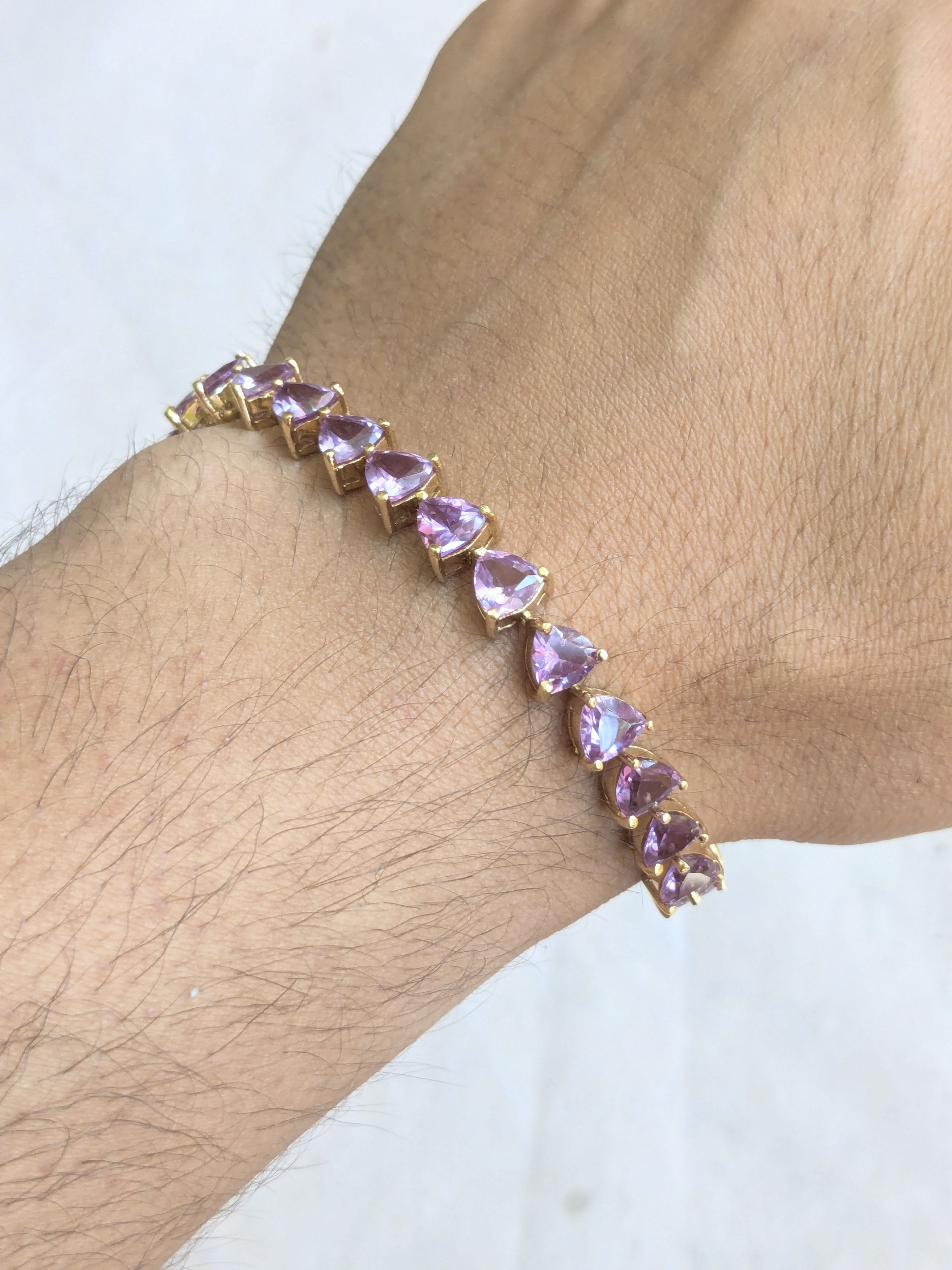 Sterling Silver Sterling Silver Tennis Bracelet Purple Alexandrite Gold 6.5" Size ONE SIZE - 11 Thumbnail