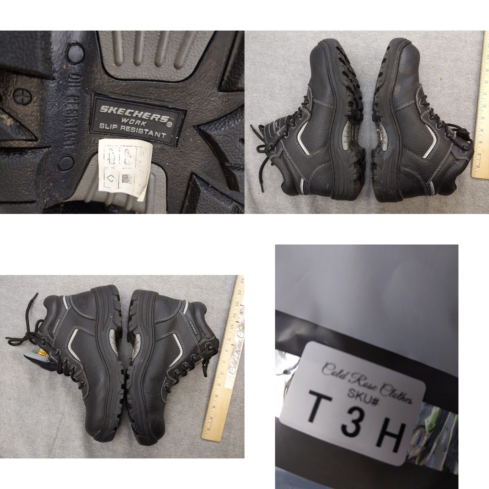 SKECHERS Skechers Work Boots Mens 10 Black Leather Composite Toe Slip Resistant 77144 Casual/Workwear Combat Boot Size US 10 / EU 43 - 9 Thumbnail