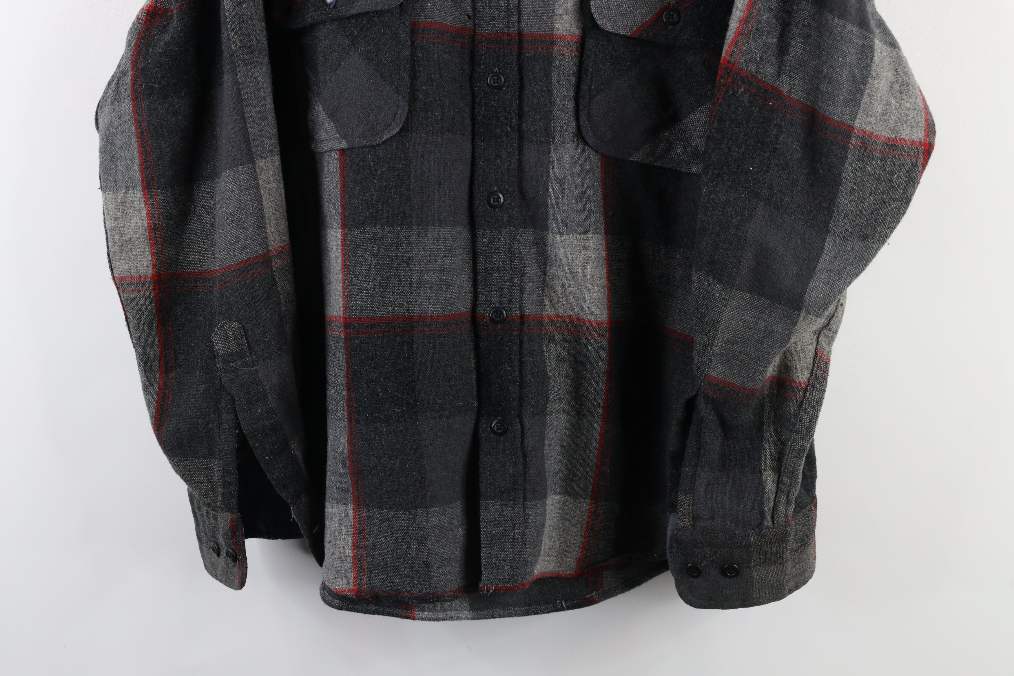 Vintage Vintage 70s Streetwear Wool Blend Knit Button Shirt Plaid Size US L / EU 52-54 / 3 - 3 Thumbnail