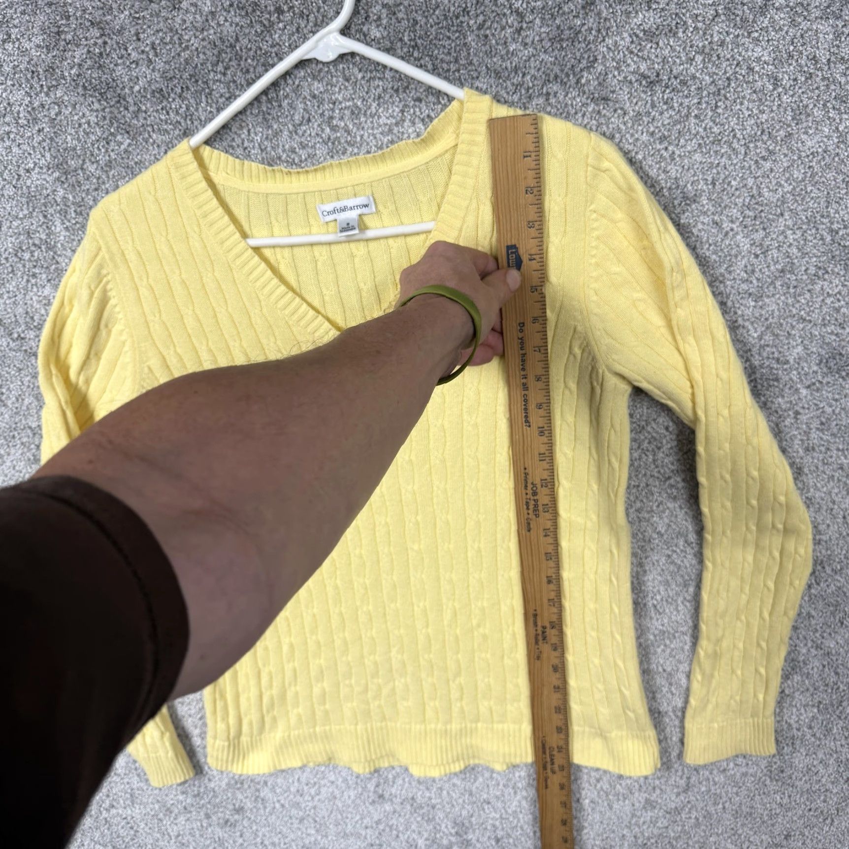 Croft & Barrow Croft & Barrow Sweater Womens S Yellow Cable Knit V-Neck Preppy Pastel Cozy Knit Pullover Casual Size S / US 4 / IT 40 - 2 Thumbnail