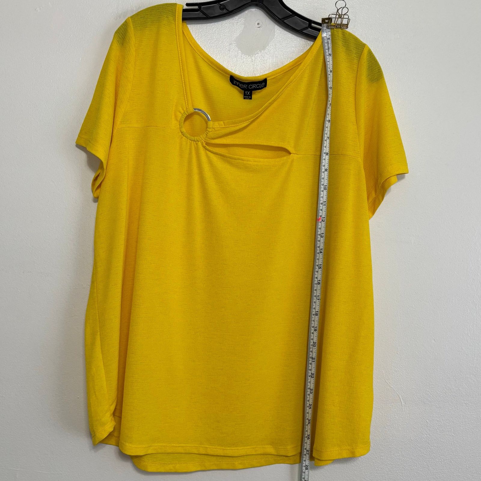 Other Inner Circle Yellow Asymmetrical Blouse 1X Cutout Top Size XL / US 12-14 / IT 48-50 - 3 Thumbnail