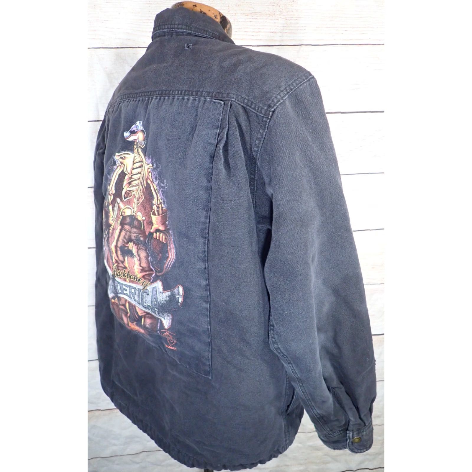 Dickies Dickies Black Denim Jacket XL Flannel Lined Coat Tillman Welding Bone Of America Size US XL / EU 56 / 4 - 3 Thumbnail