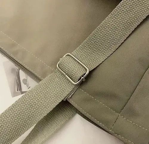 VIBE Green Color Simple Fashion Nylon Canvas Tote Bag Size ONE SIZE - 8 Thumbnail