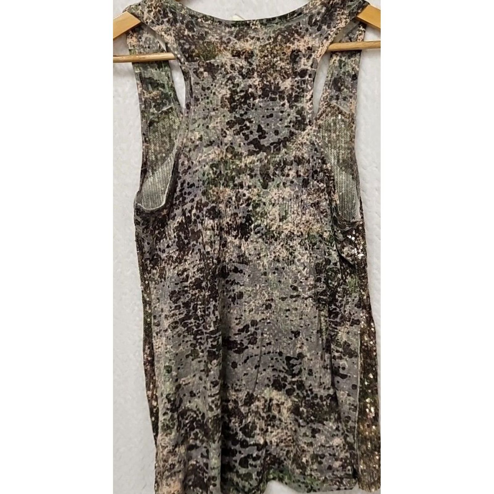Vintage Women sequin sleeveless tank top Gold Party Metal Designer Abstract Scoop Neck S Size S / US 4 / IT 40 - 5 Thumbnail