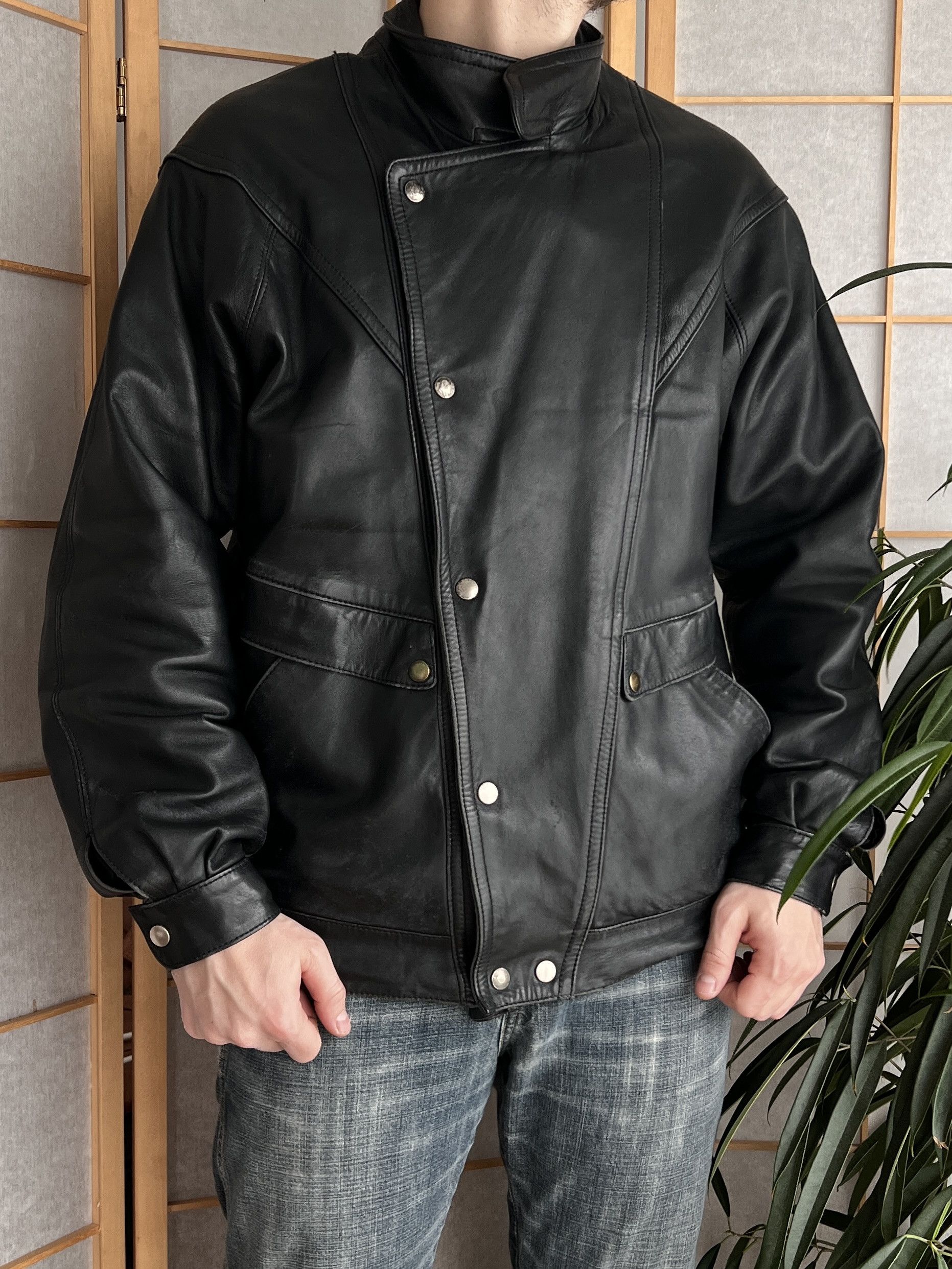 Hysteric Glamour Rare Asymmetric rick owens type leather bomber racing jacket Size US L / EU 52-54 / 3 - 5 Thumbnail