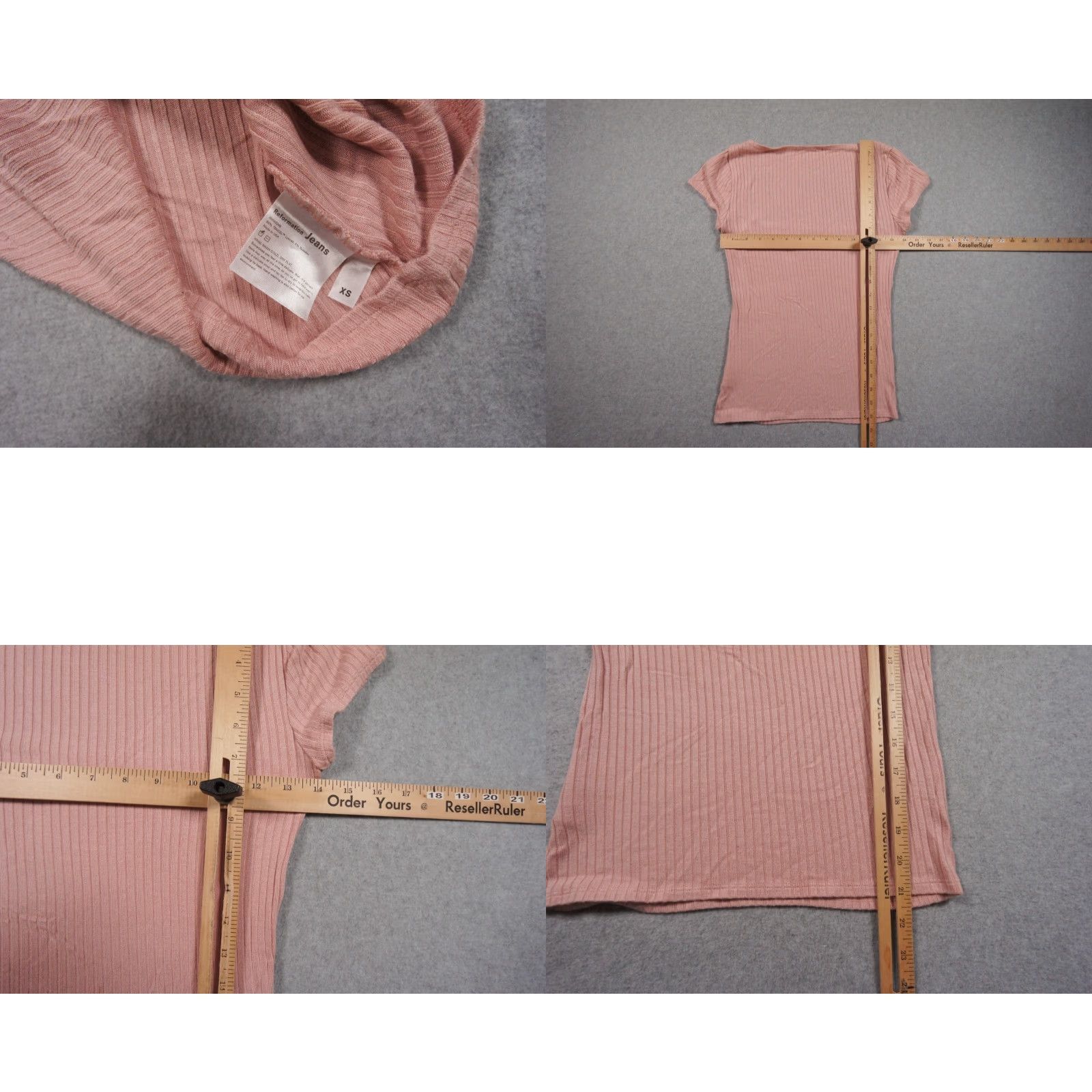 Reformation Reformation Shirt Womens XS Pink Knit Short Sleeve Square Neck Casual Size XS / US 0-2 / IT 36-38 - 8 Thumbnail
