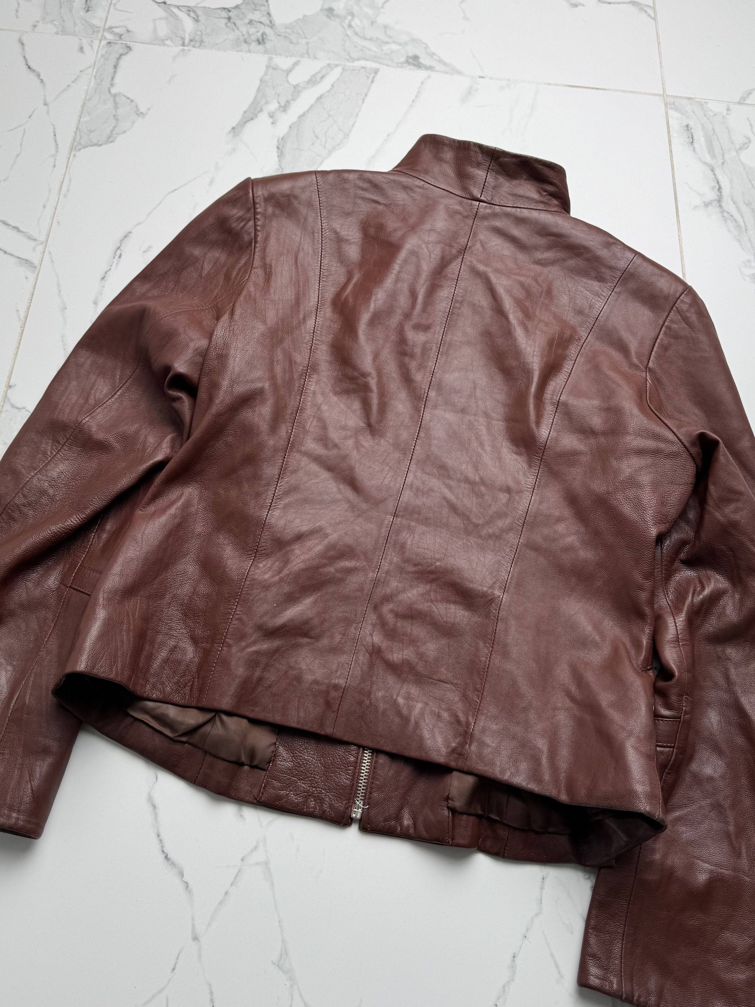 Japanese Brand Vintage Women's Brown Leather Jacket Zip Up Fitted Classic Size M / US 6-8 / IT 42-44 - 12 Thumbnail