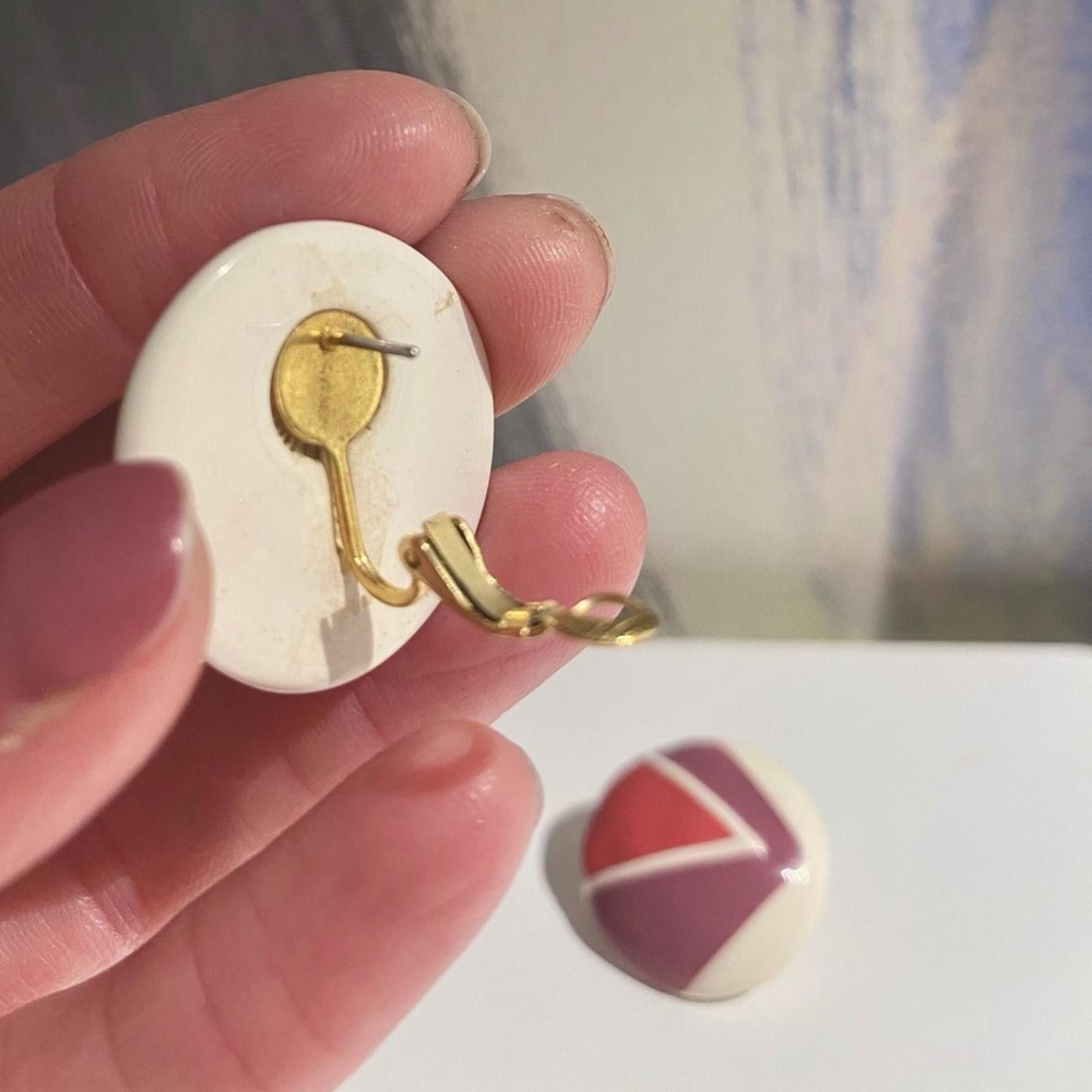 Other RARE Vintage 1980s NAPIER Geometric Enamel Button Earrings Size ONE SIZE - 3 Thumbnail