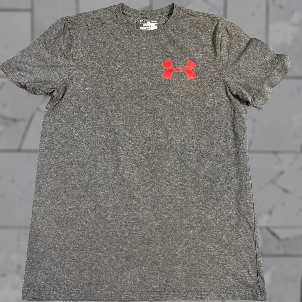 Under Armour Under Armour T-shirt Gray Double-Sided Elk American Flag Keep Hammering Mens S Crew Neck Short Sleeve Cotton Blend Shirt Size US S / EU 44-46 / 1 - 1 Thumbnail