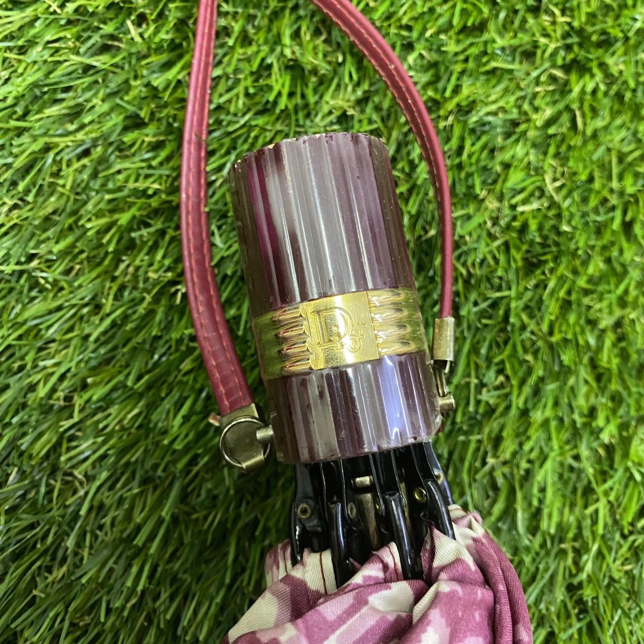 Christian Dior Monsieur Dior Vintage Umbrella Japan Oblique CD Gold Accent 80s Size ONE SIZE - 4 Thumbnail