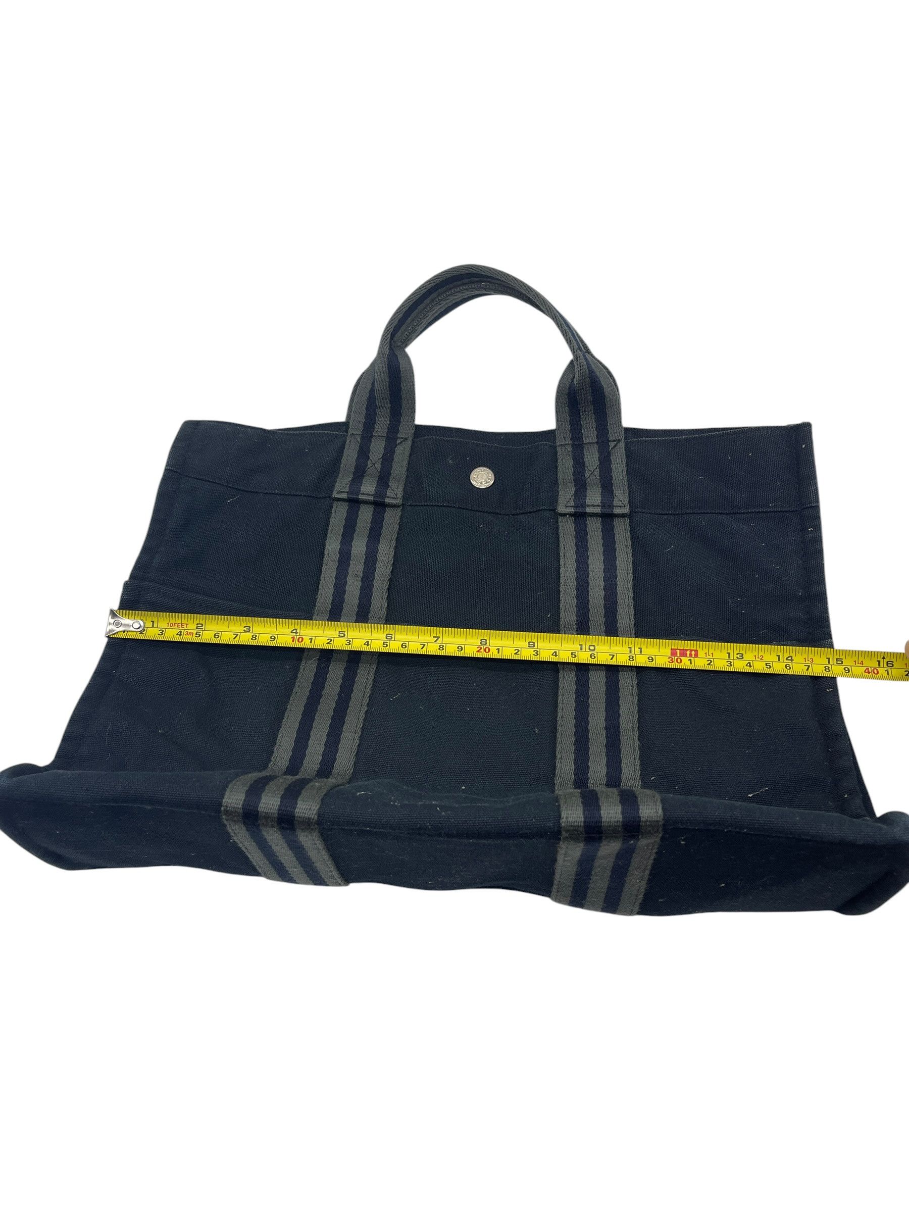 Hermes Vintage Hermès Herline MM Tote Canvas Striped Handles France Size ONE SIZE - 15 Thumbnail
