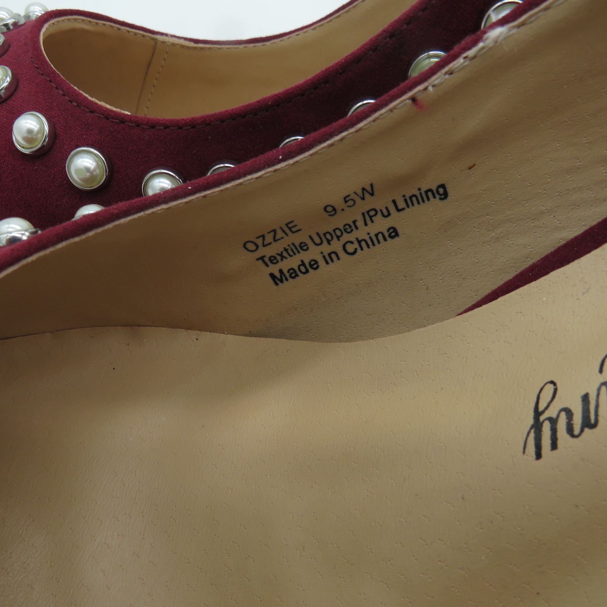 Other Penny Loves Kenny Burgundy Pearl-Studded Pointed Toe Heels Size US 9.5 / IT 39.5 - 4 Thumbnail