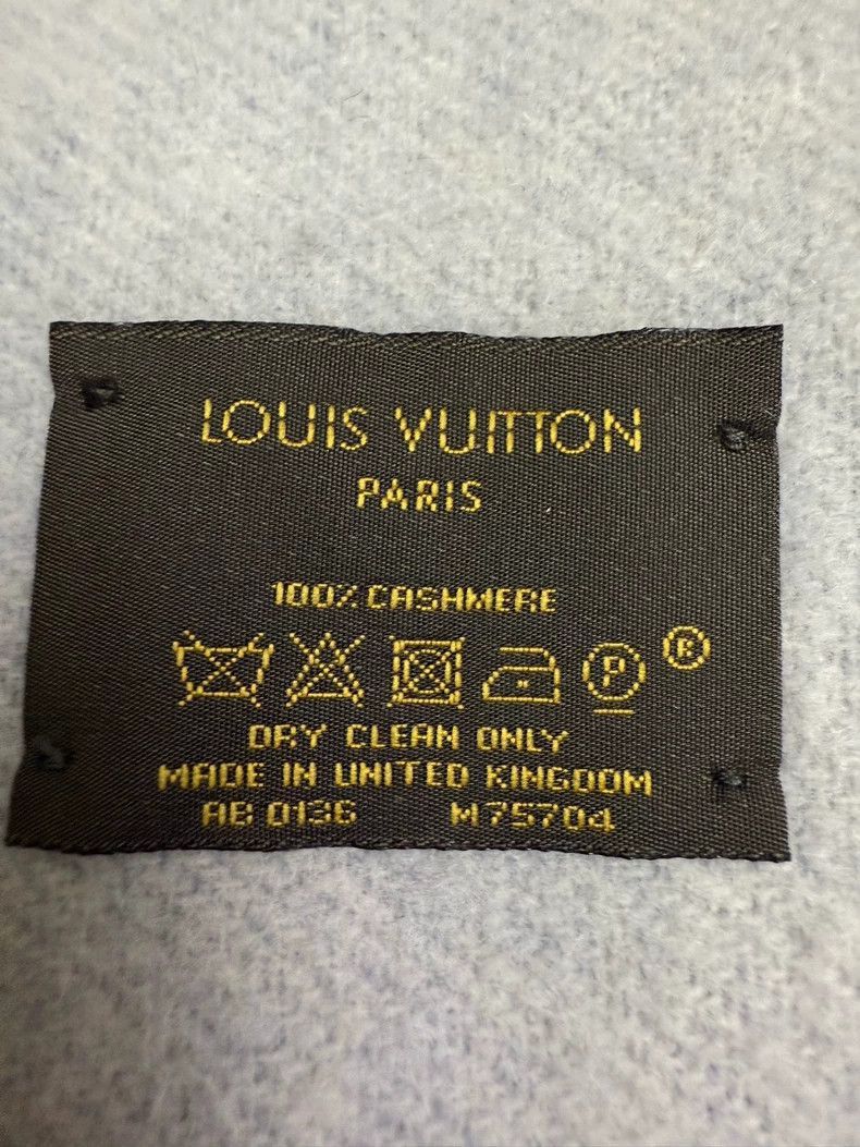 Louis Vuitton Louis Vuitton Blue Cashmere Scarf Doublesided-2506 Size ONE SIZE - 4 Thumbnail