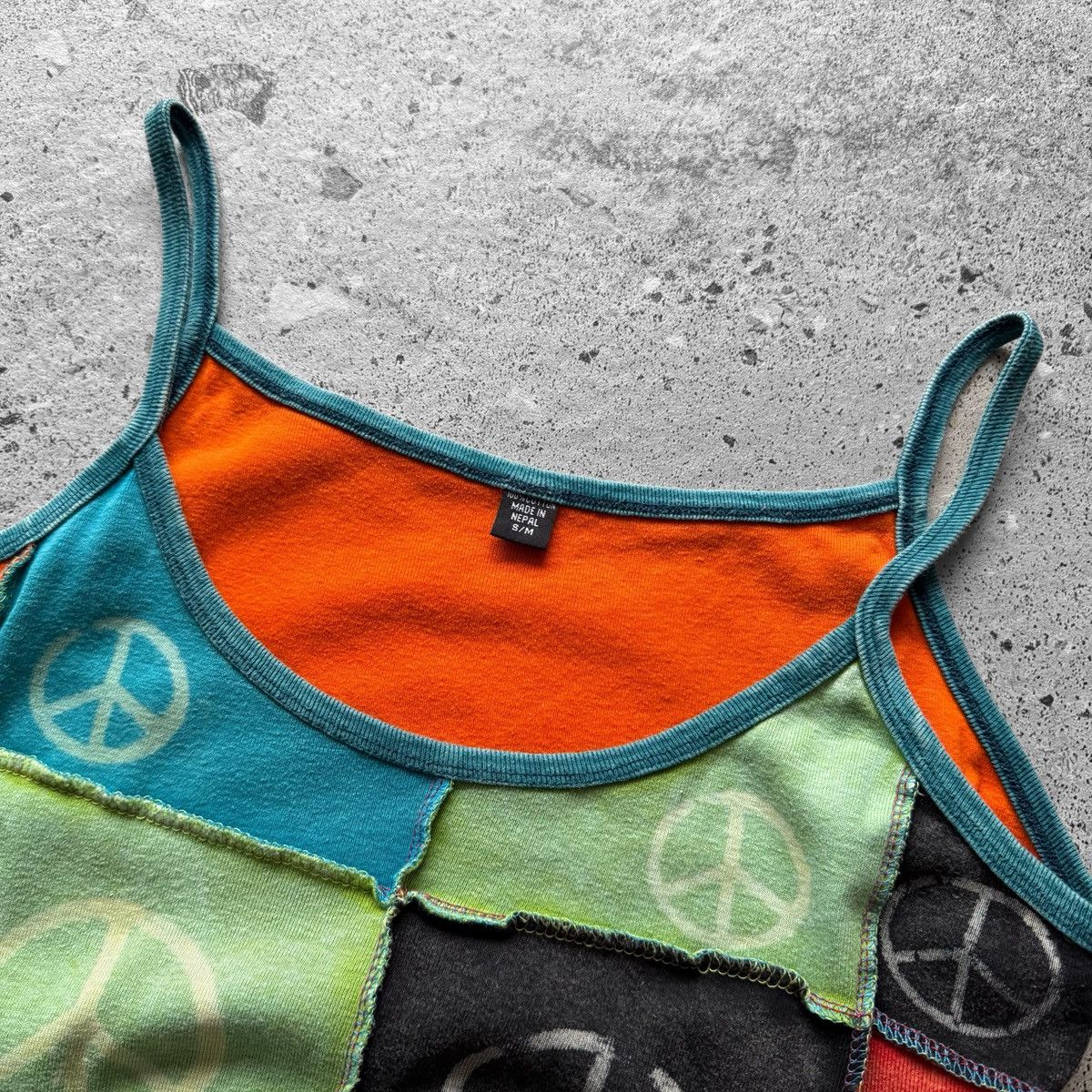 Vintage Womens Vintage Patchwork Peace Sign Tank Top Y2K Hippie Size M / US 6-8 / IT 42-44 - 5 Thumbnail