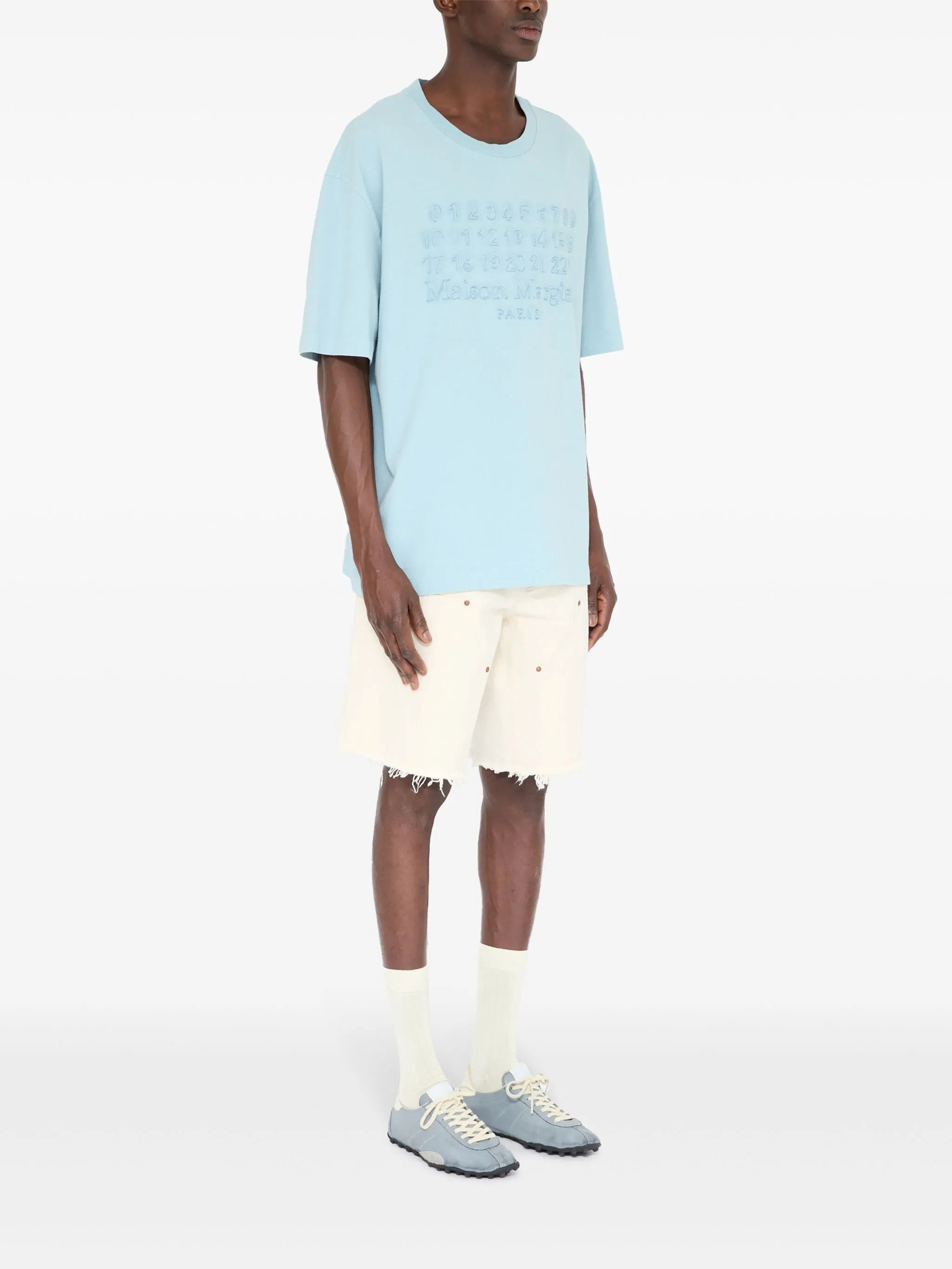 Maison Margiela o1w1db10226 Numbers Motif T-Shirt in Light Blue Size US M / EU 48-50 / 2 - 3 Thumbnail