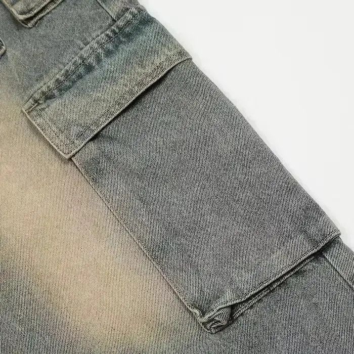 Japanese Brand Cargo Faded Wash Baggy Denim Jeans Size US 34 / EU 50 - 6 Thumbnail