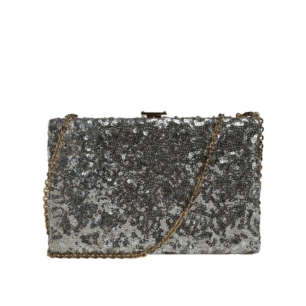 Dolce & Gabbana Dolce & Gabbana Silver Sequined Clutch Evening Crossbody Bag Size ONE SIZE - 1 Thumbnail