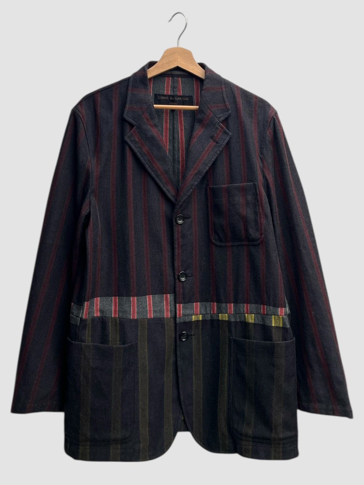 Comme des Garcons Homme Archive AW01 CdG Homme Deconstructed Patchwork Stripe Jacket Size US M / EU 48-50 / 2 - 2 Thumbnail