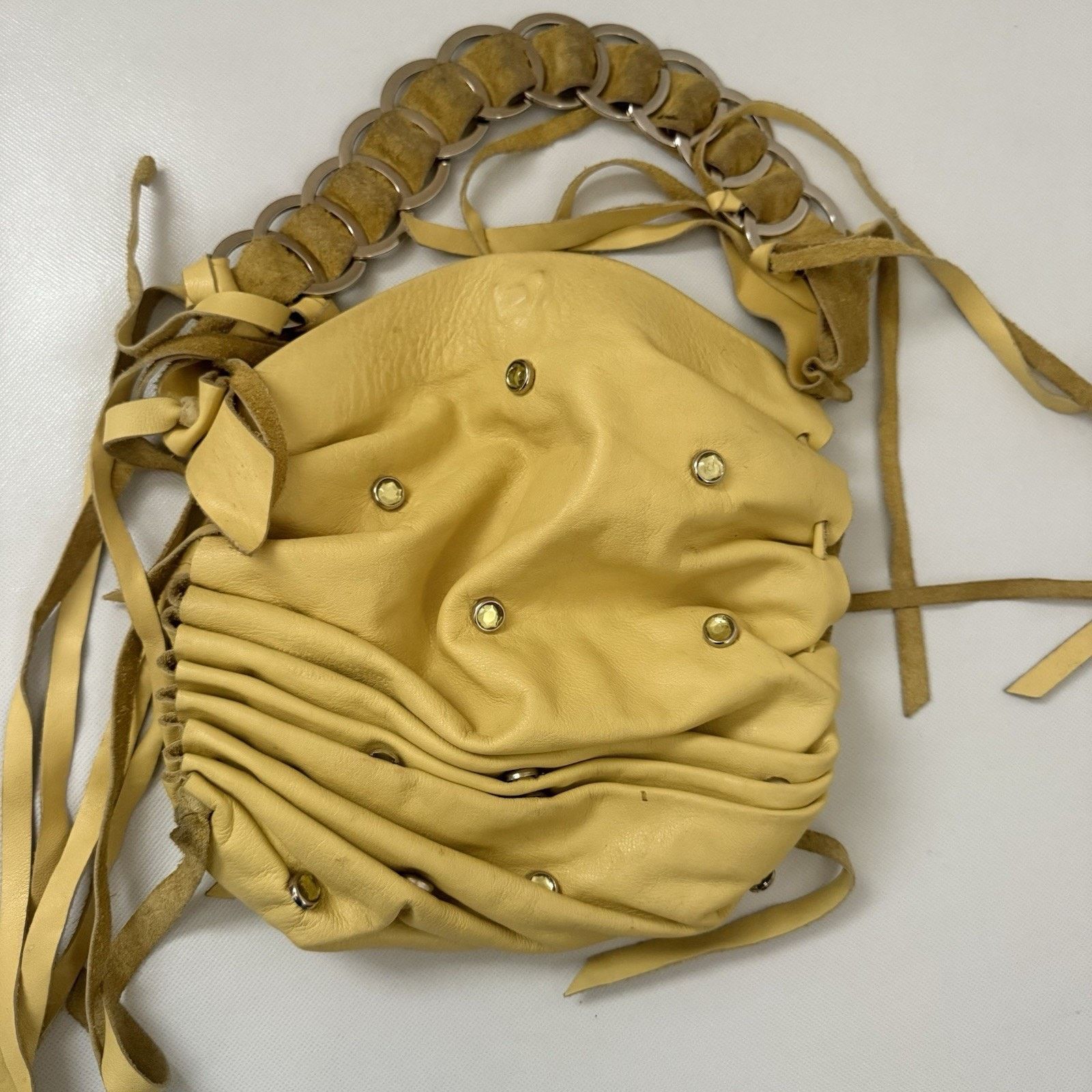 Other David Galan Designer Change Bag Jeweled Yellow Leather Boho Size ONE SIZE - 2 Thumbnail