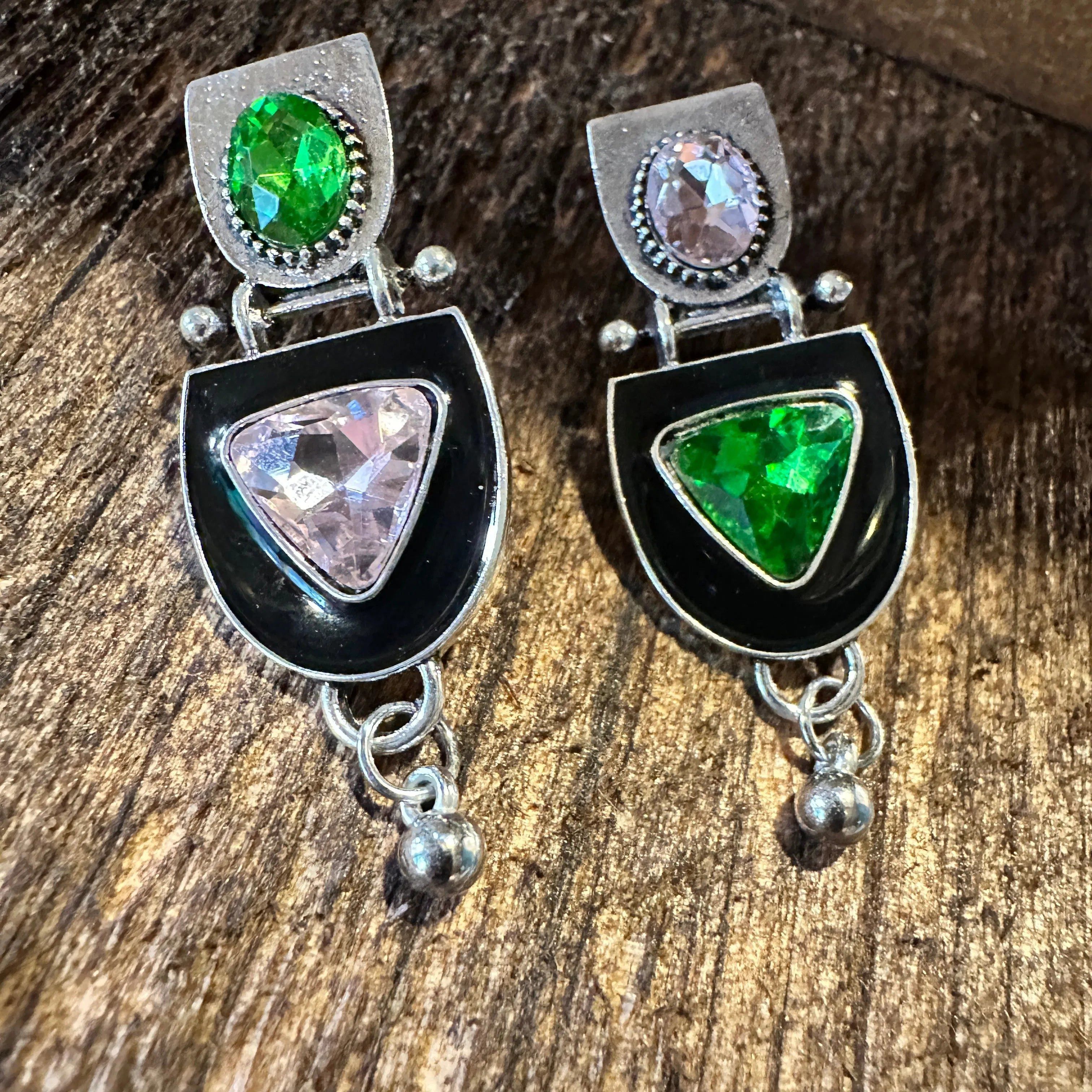 Other Boho Hippie Geometric Western Silver Drop Stud Earrings, Gre Size ONE SIZE - 2 Thumbnail