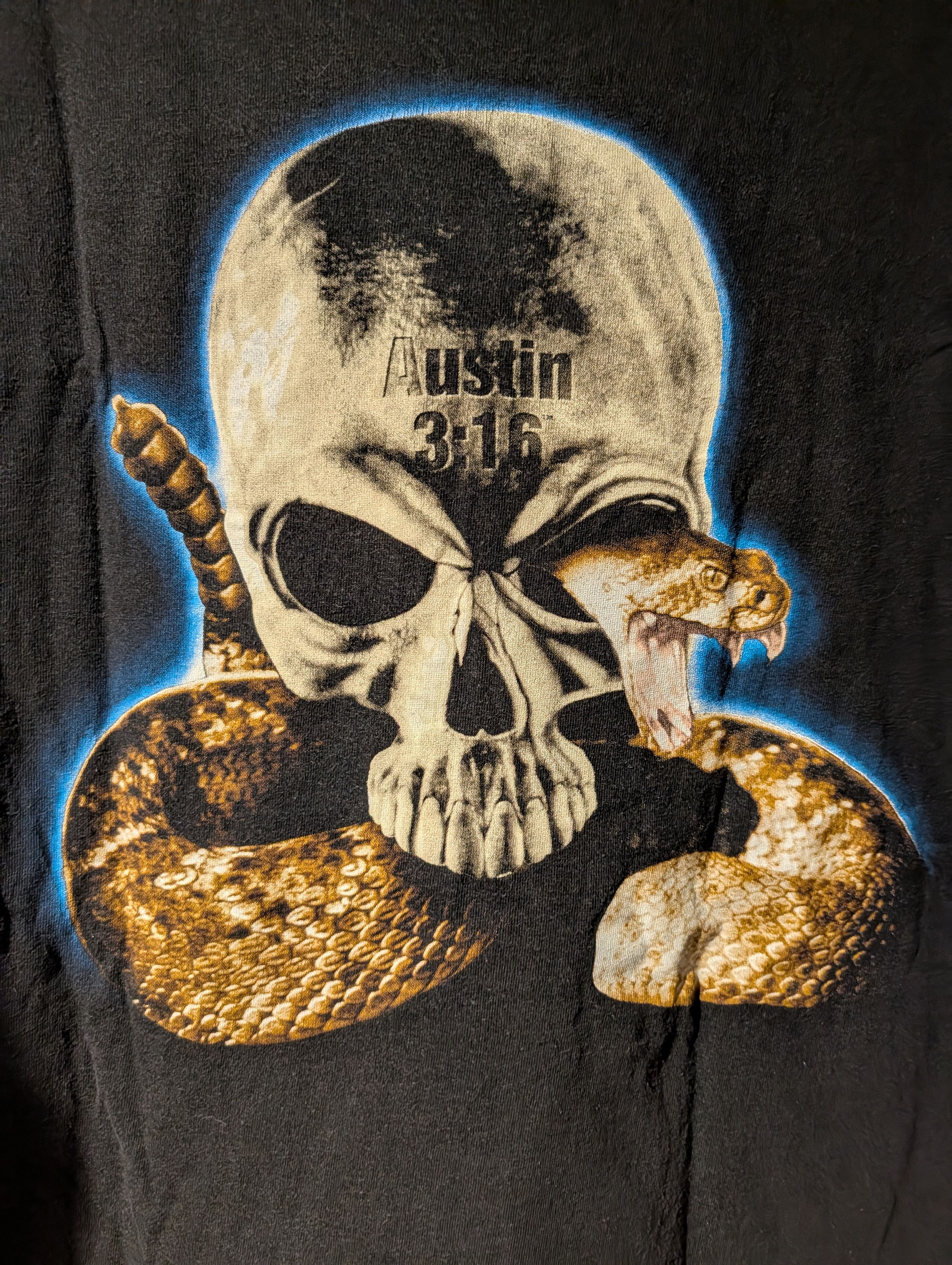 WWF VTG 90s WWF Stone Cold Steve Austin 3:16 Snake Skull T-Shirt Size US XL / EU 56 / 4 - 2 Thumbnail