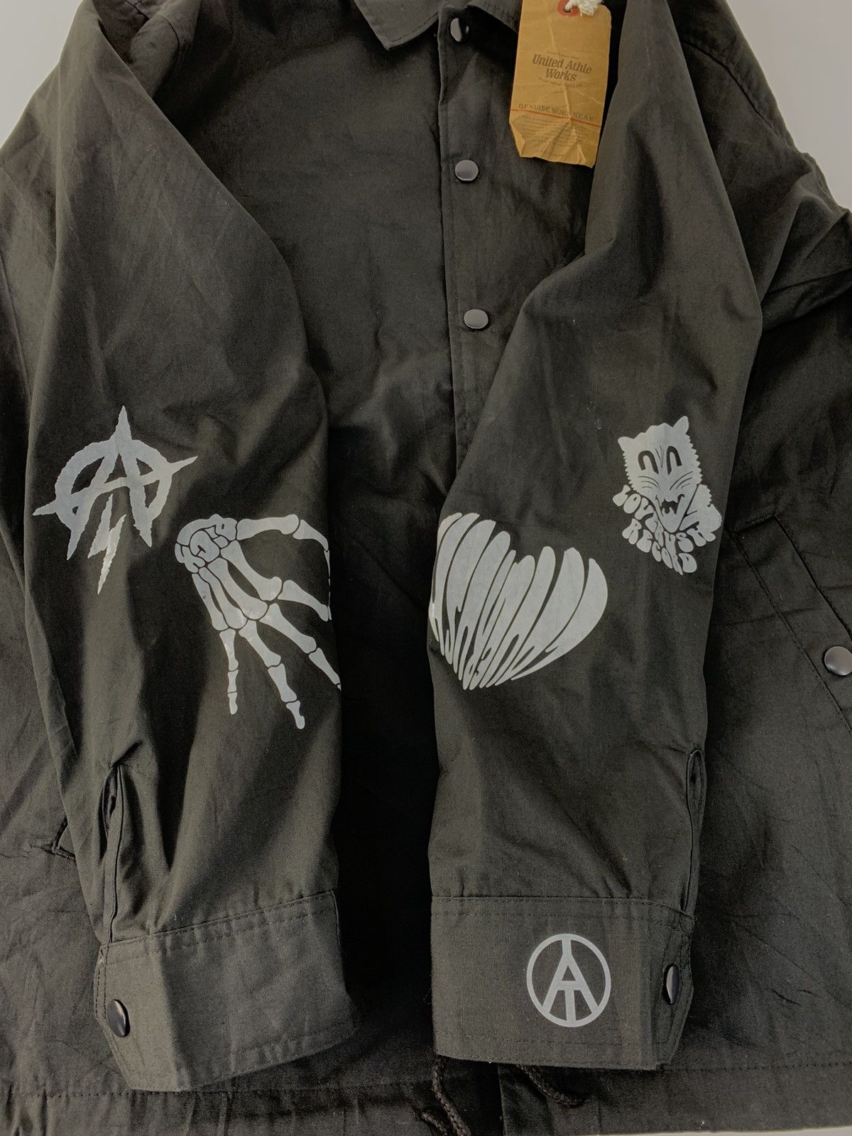 image of Seditionaries United Athle Works Windbreaker Workwear Punk Logo Printed in Black, Men's (Size Large