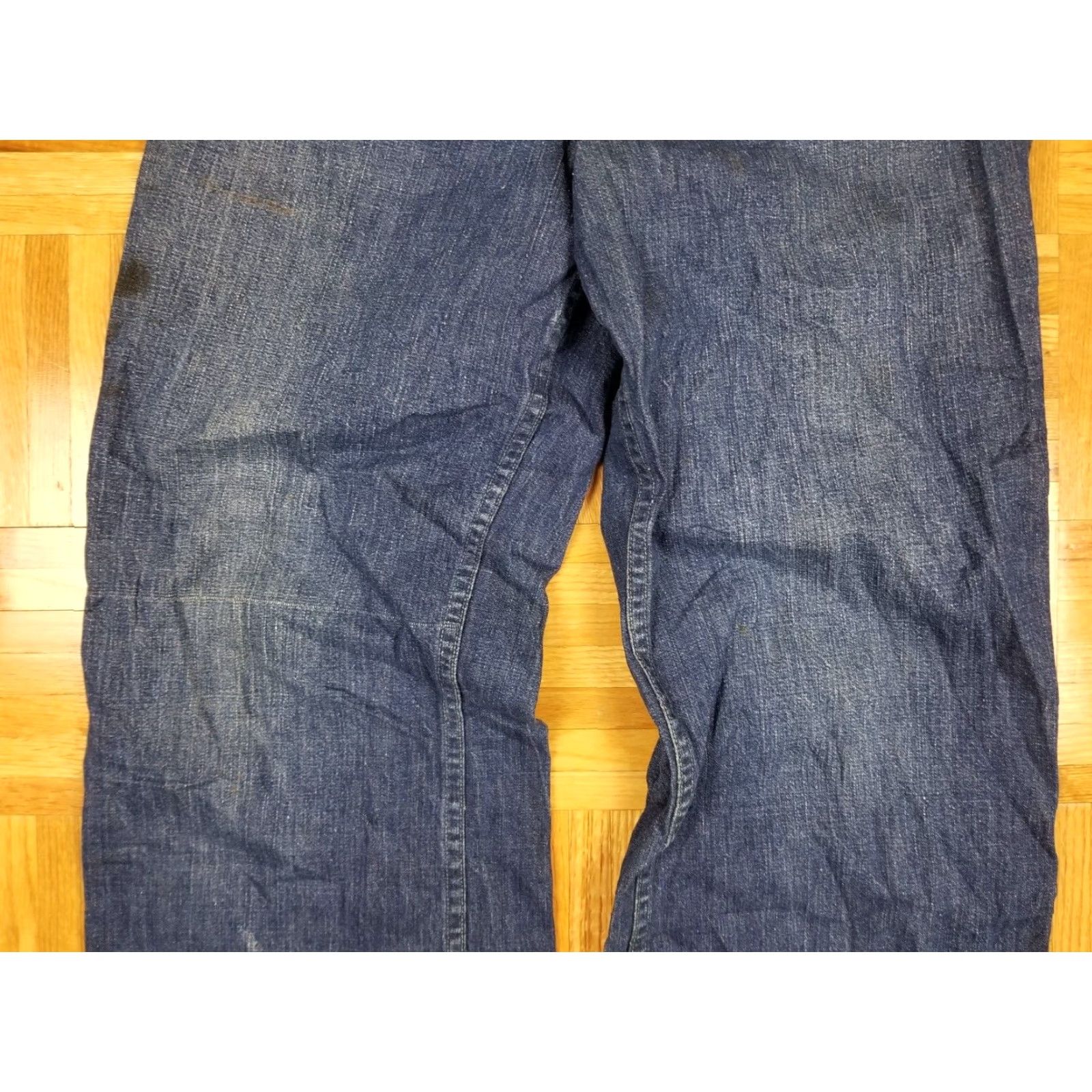 Denime VINTAGE US NAVY DUNGAREE DENIM WORK JEANS PANTS WWII 40s 50s KOREAN WAR SZ 28 BLUE Mens Jeans Size US 28 / EU 44 - 3 Thumbnail