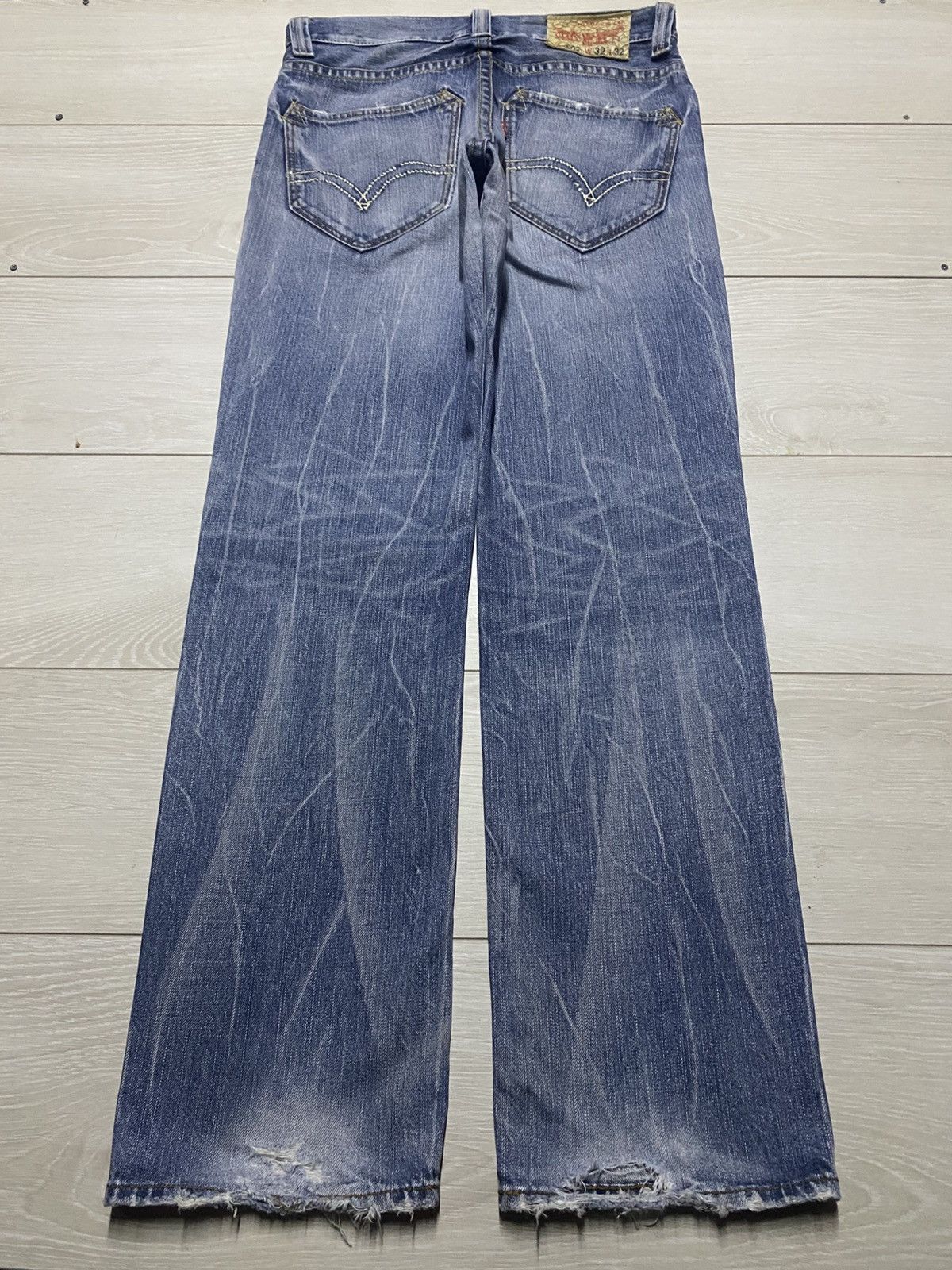 Levi's Vintage Levis 502 Thunder Wash Distressed Loose Jeans Size US 32 / EU 48 - 2 Thumbnail