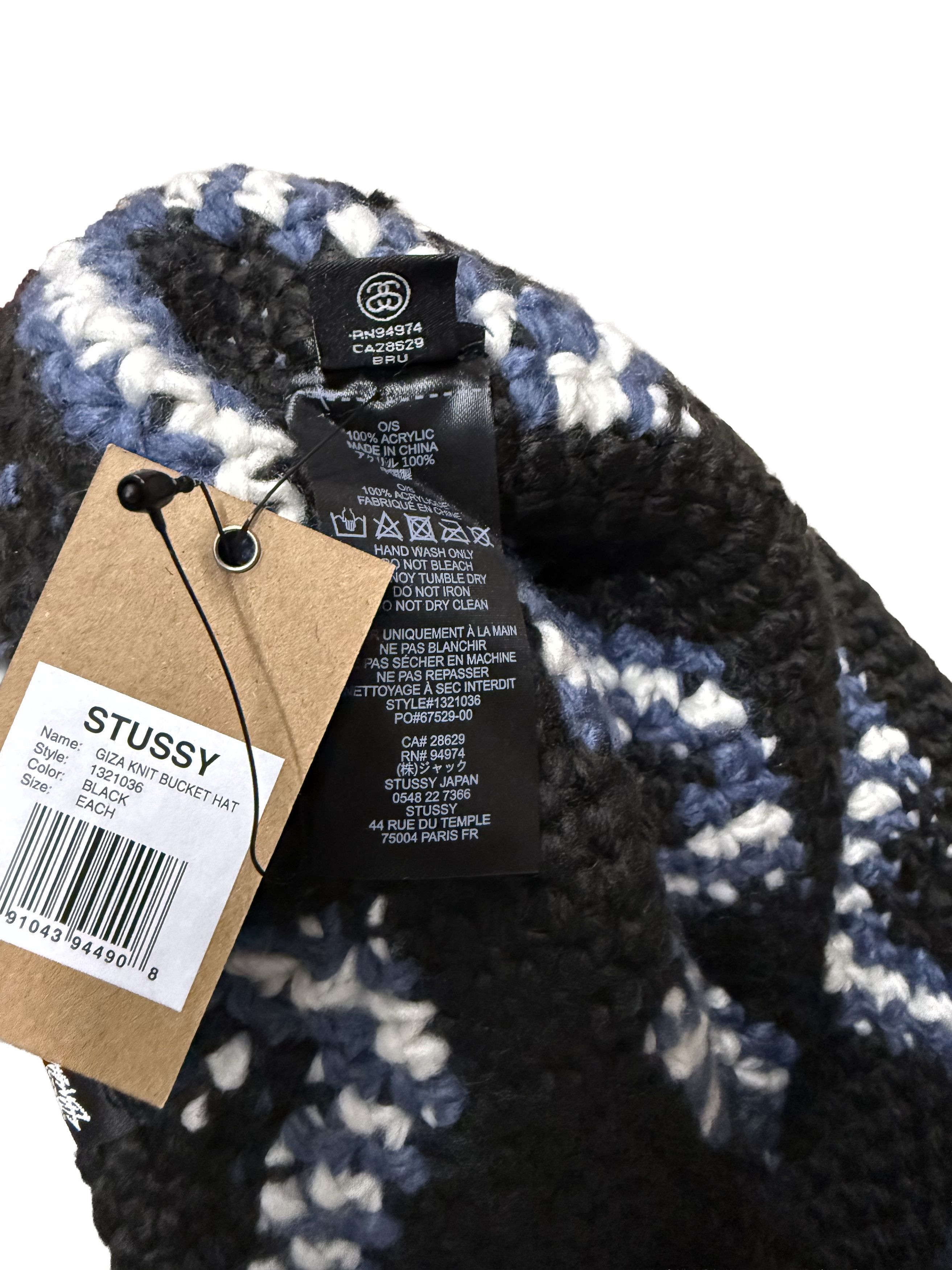 Stussy Stussy Giza Knit Bucket Hat Black Cotton Size ONE SIZE - 2 Thumbnail
