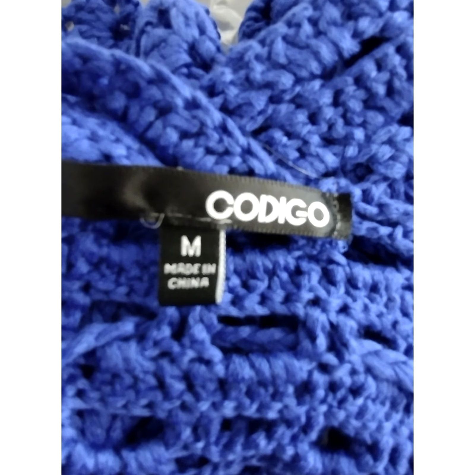 Vintage Codigo Crochet Knitted Blue V-Neck Beach Mini Dress M Size M / US 6-8 / IT 42-44 - 5 Thumbnail