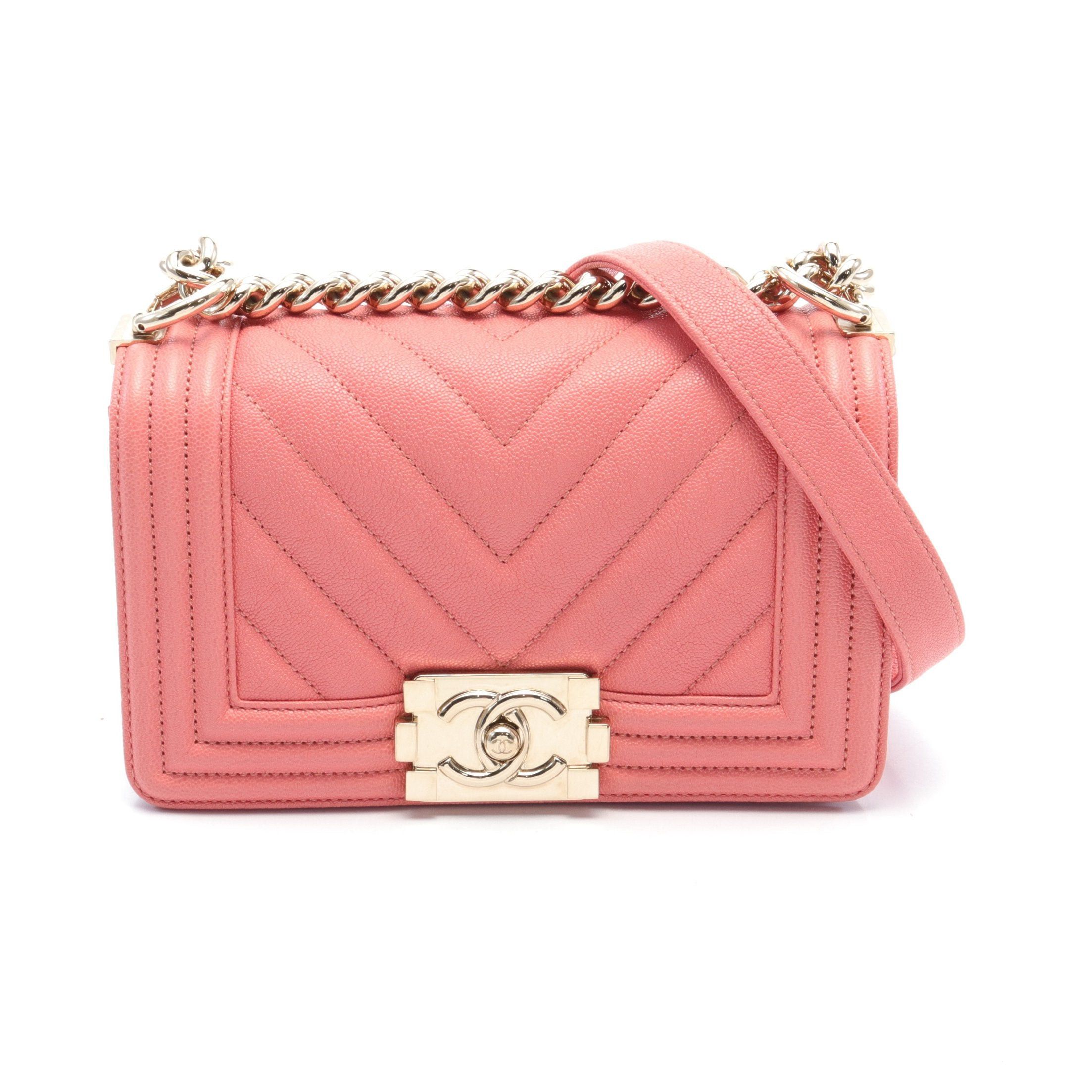 Chanel Chanel Boy Chanel V-Stitch Chain Shoulder Bag Caviar Skin Pink Gold Hardware Size ONE SIZE - 1 Thumbnail