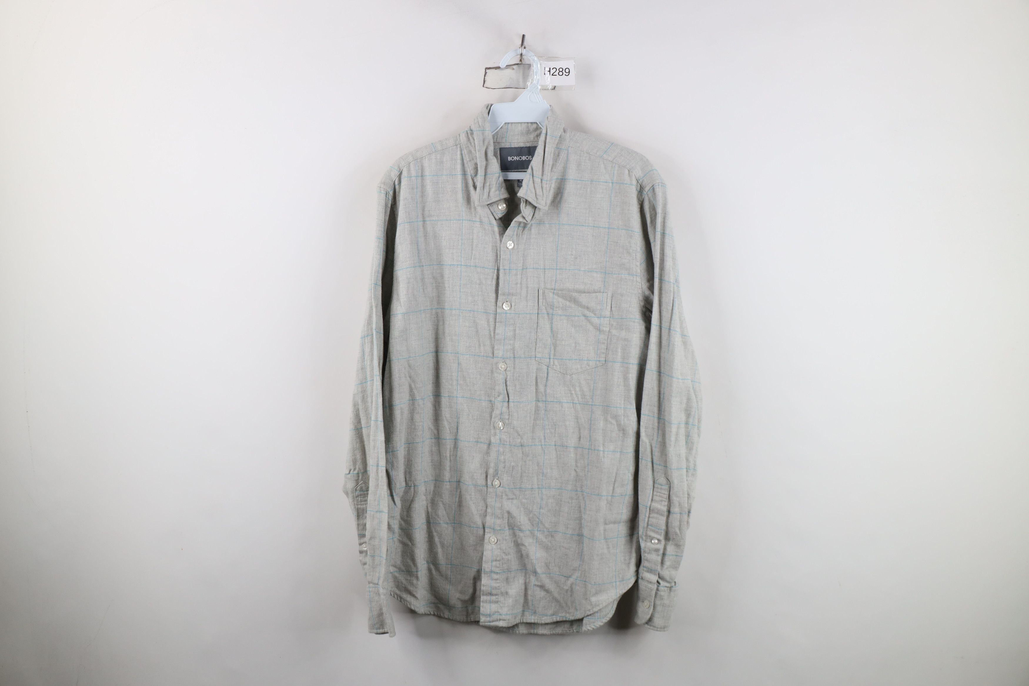 Bonobos Bonobos Slim Fit Flannel Collared Button Shirt Gray Plaid Size US M / EU 48-50 / 2 - 1 Thumbnail