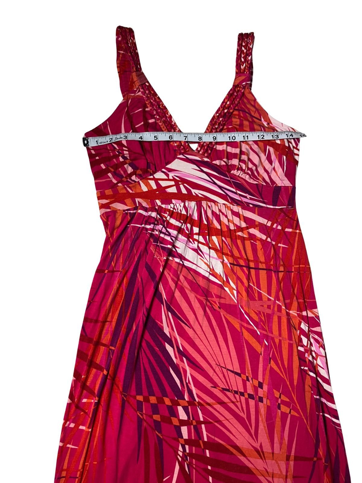 Neiman Marcus Pink Tropical Maxi Dress M Sleeveless
