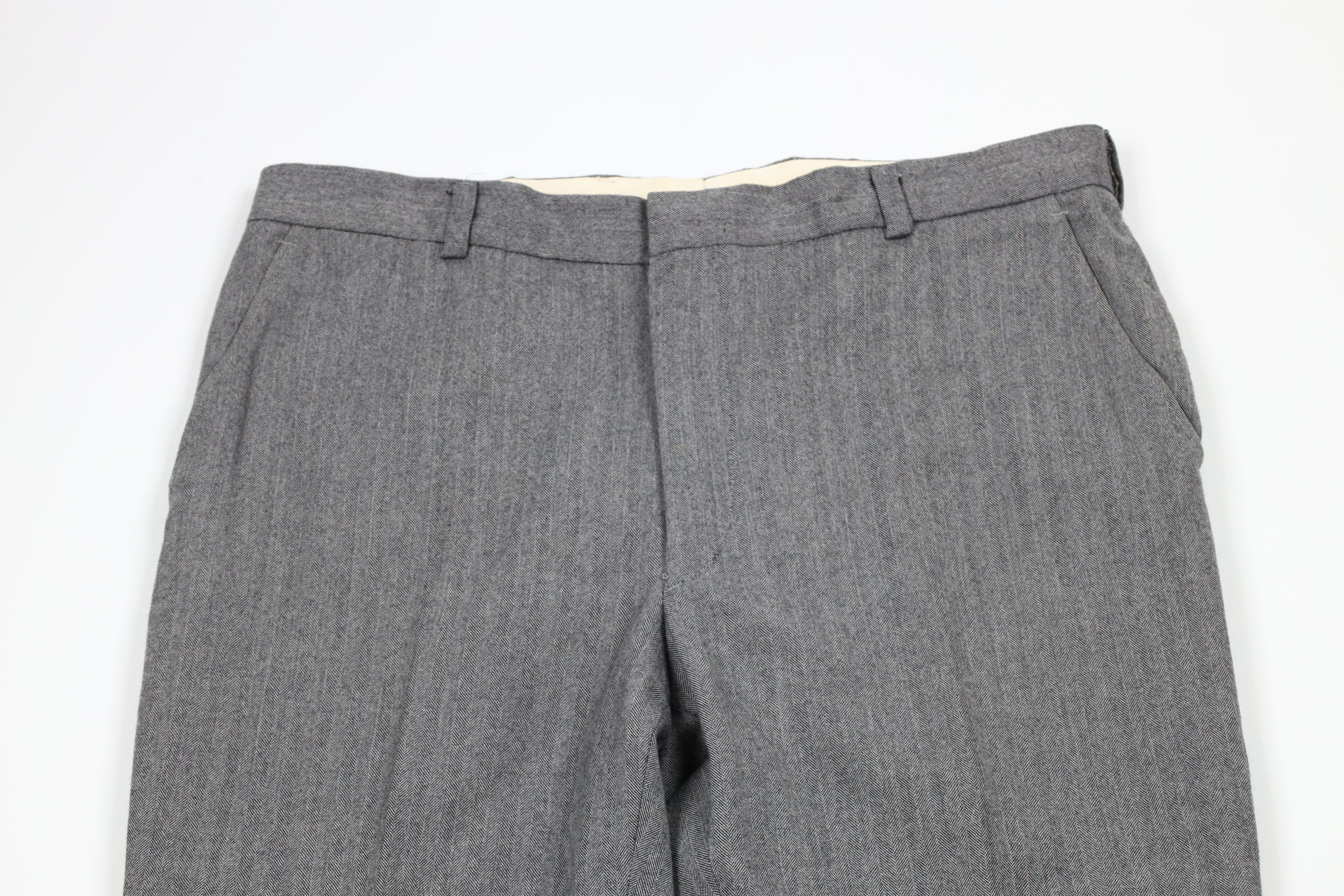 Vintage Vintage 70s Streetwear Wool Herringbone Wide Leg Chino Pants Size US 36 / EU 52 - 2 Thumbnail