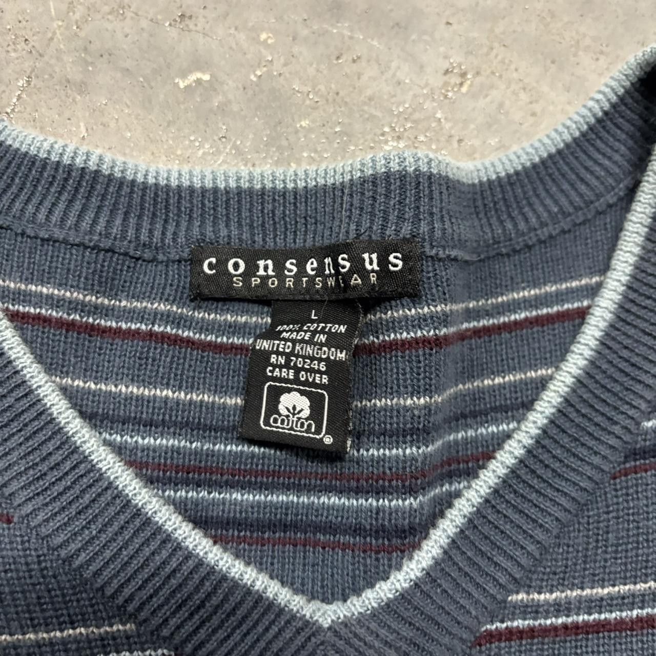 Japanese Brand × Vintage Crazy Vintage Y2K/2000s Grunge Blue Striped Skater Sweater! Size US L / EU 52-54 / 3 - 4 Thumbnail