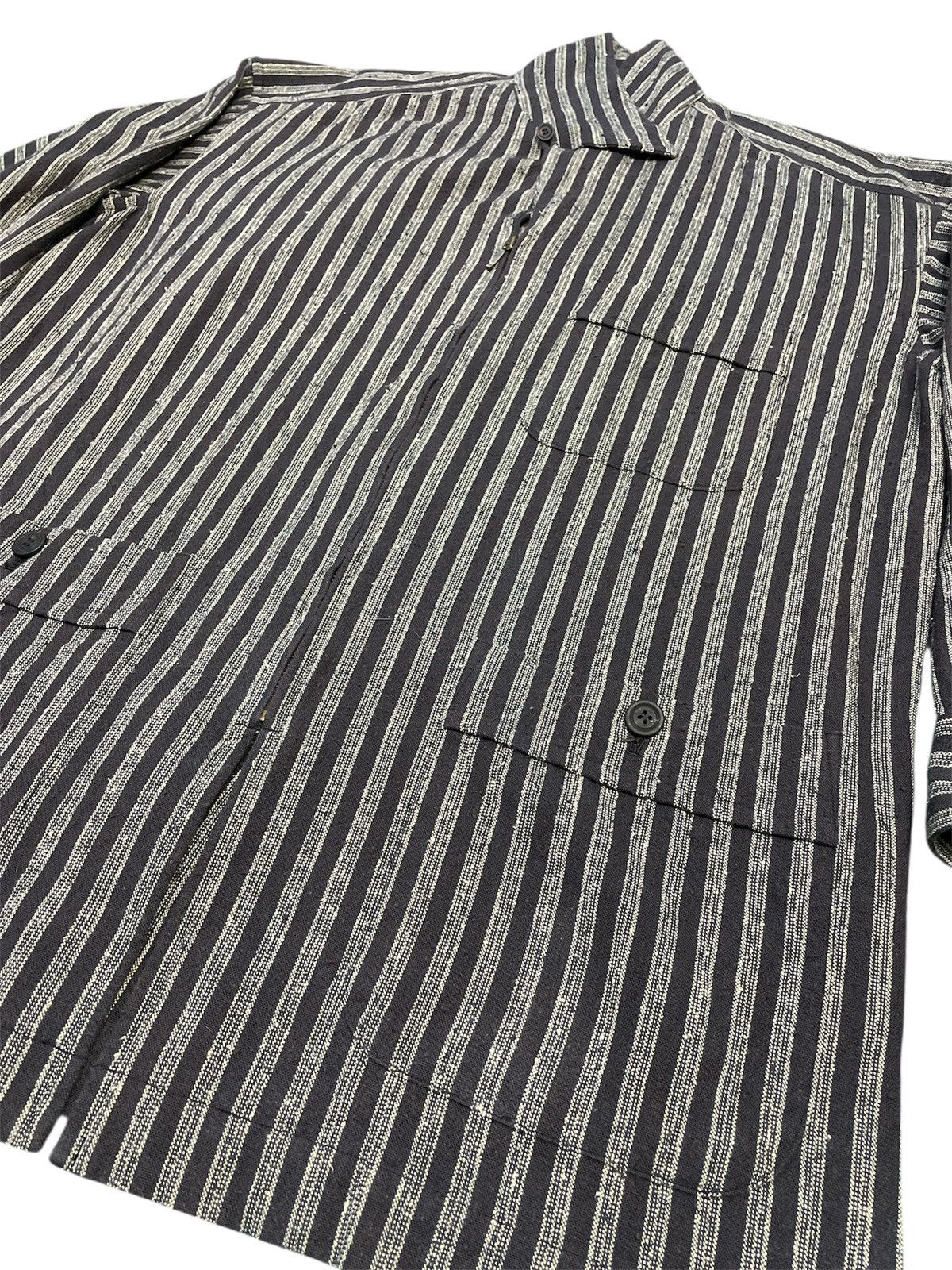 Issey Miyake 80s Issey Miyake PERMANENTE Archive Striped Workwear Jacket Size US M / EU 48-50 / 2 - 2 Thumbnail