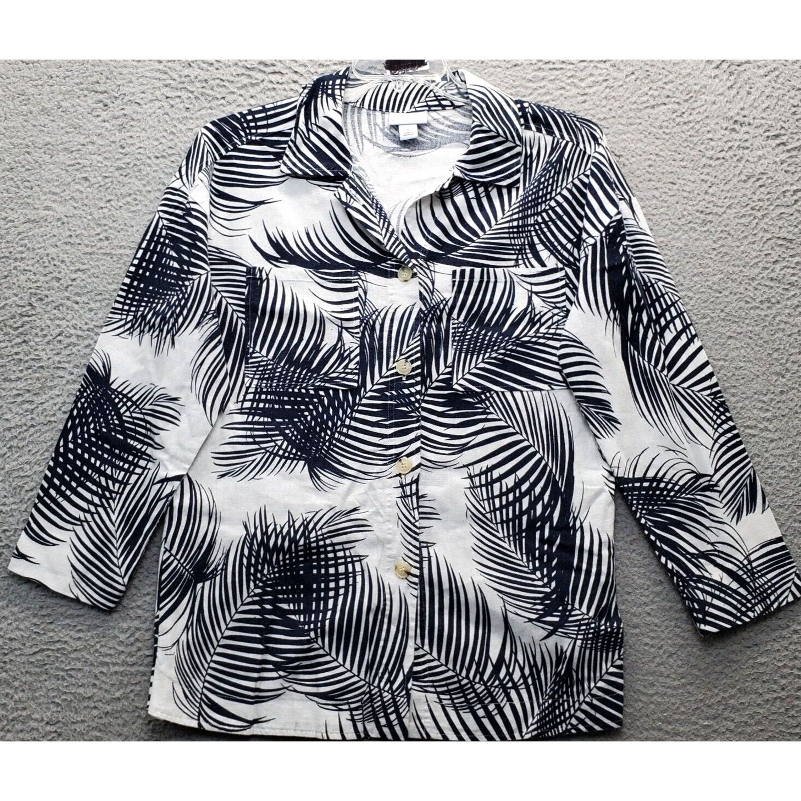 Liz Claiborne Liz Claiborne Casual Shirt Womens Medium Multi Palm Leaf Collared Button Down Size M / US 6-8 / IT 42-44 - 2 Thumbnail