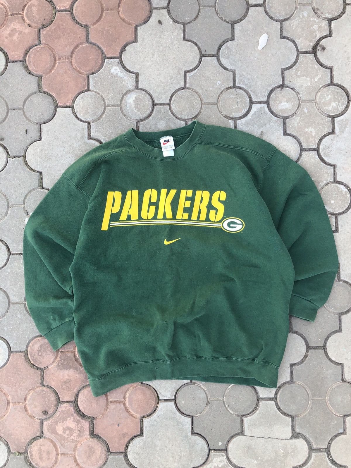 Nike × Vintage Vintage Y2K Nike Packers Center Swoosh Sweatshirt Size US L / EU 52-54 / 3 - 3 Thumbnail