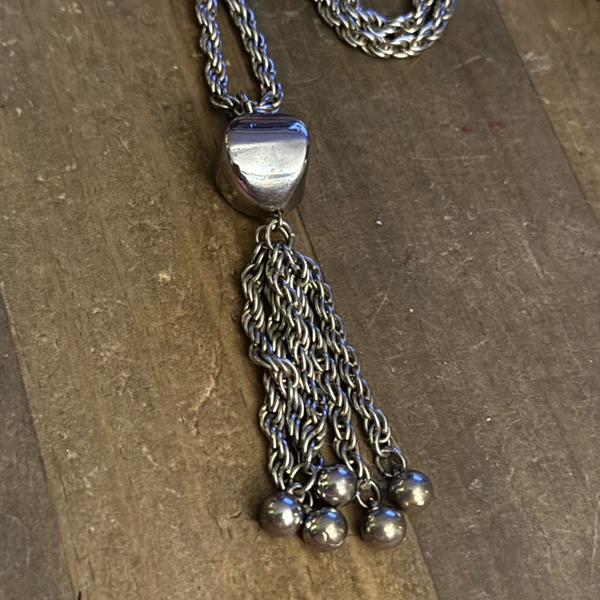 Vintage Vintage silver tone rope chain tassel pendant necklace Size ONE SIZE - 3 Thumbnail