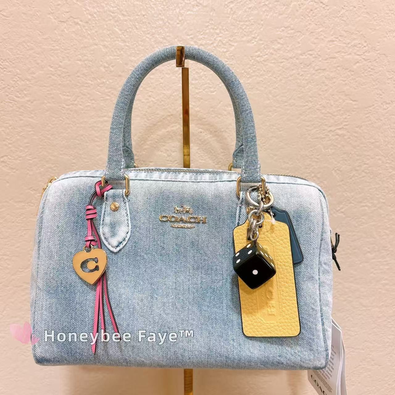 Coach Rowan Satchel Bag In Loved Denim With Charms CDY74 Size ONE SIZE - 2 Thumbnail