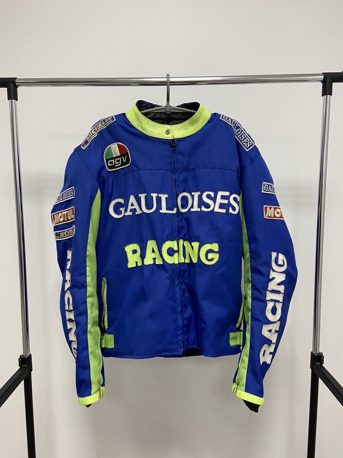 image of Moto x Racing Gauloises Racing Jacket Vintage Big Logo Michelin Motul in Blue, Men's (Size 2XL)
