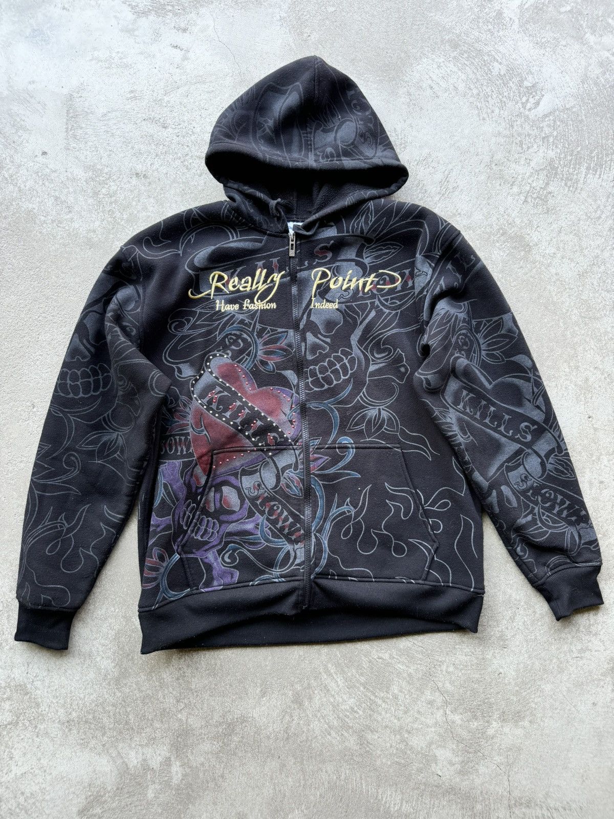 Christian Audigier Really Point Like Ed Hardy Drip Zip Hoodie Drip Rare Size US XL / EU 56 / 4 - 1 Thumbnail